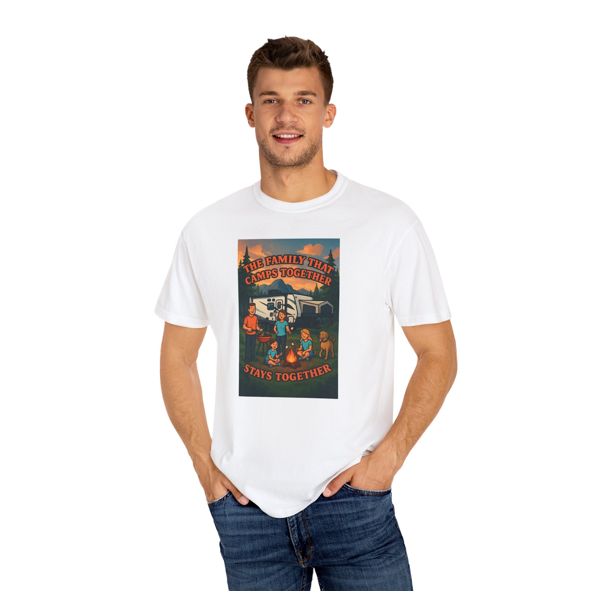 Family Camping T-shirt, Casual Outdoor Tee, Perfect for Family Gatherings, Summer Camp, Gift for Outdoor Lovers, Relaxed Fit Tee