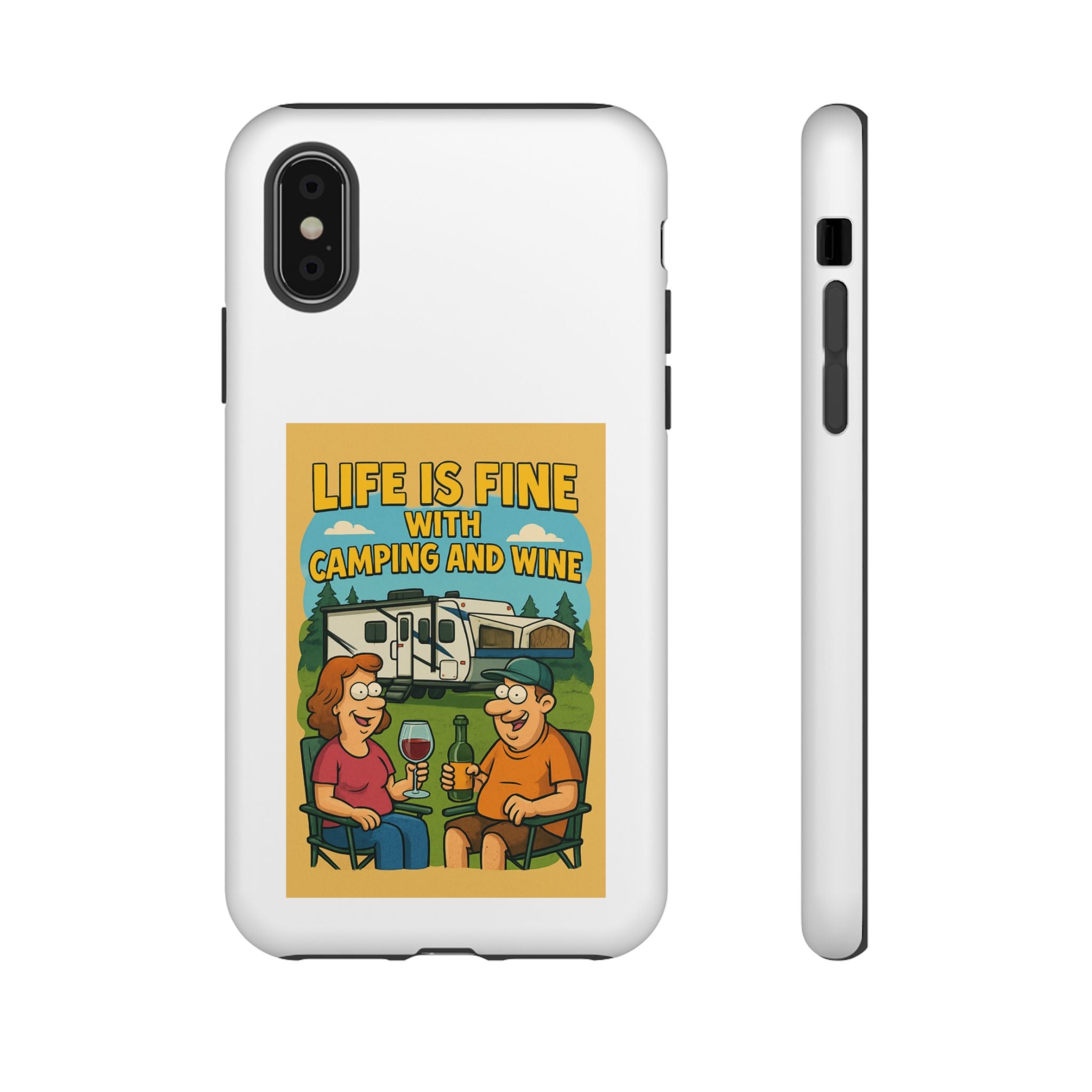 Camping & Wine Phone Case, Outdoor Adventure Accessory, Fun Gift for Campers, Summer Travel Essential, RV Lover Present