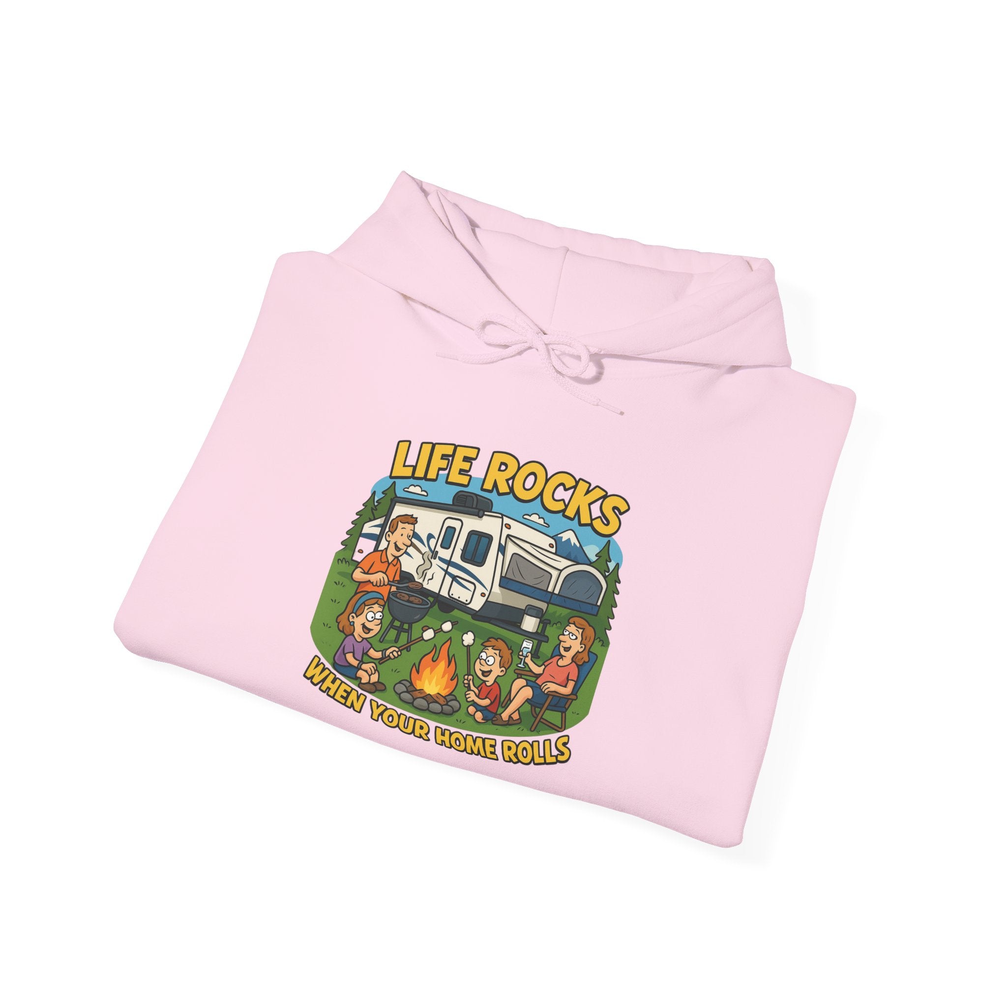 Campfire Adventure Hoodie with Retro Design, Cozy Gift for Outdoor Lovers, Perfect for Camping, Road Trips, and Casual Wear