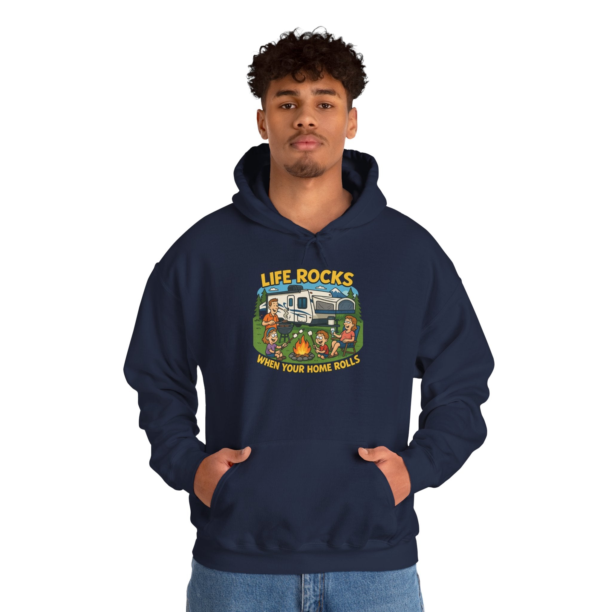 Campfire Adventure Hoodie with Retro Design, Cozy Gift for Outdoor Lovers, Perfect for Camping, Road Trips, and Casual Wear