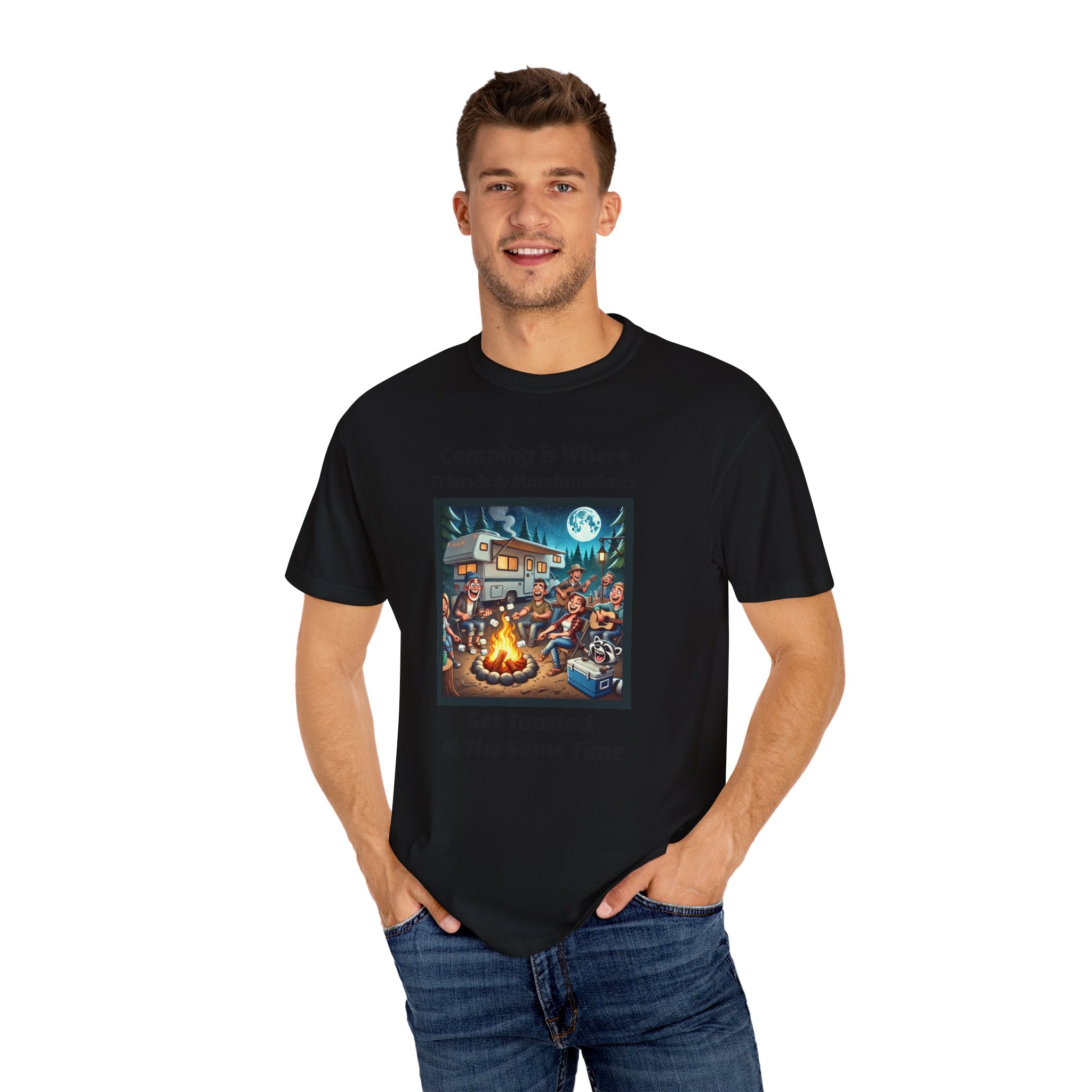 Camping Friends Unisex T-shirt - Camping is where friends and marshmallows get toasted at the same time