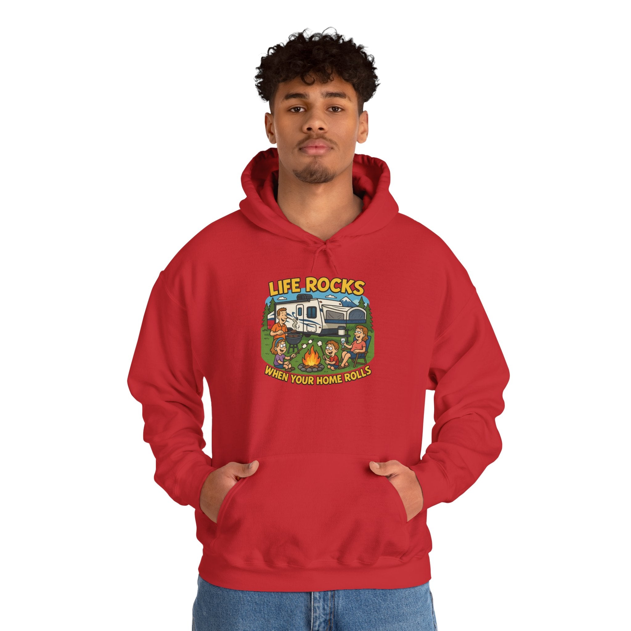 Campfire Adventure Hoodie with Retro Design, Cozy Gift for Outdoor Lovers, Perfect for Camping, Road Trips, and Casual Wear