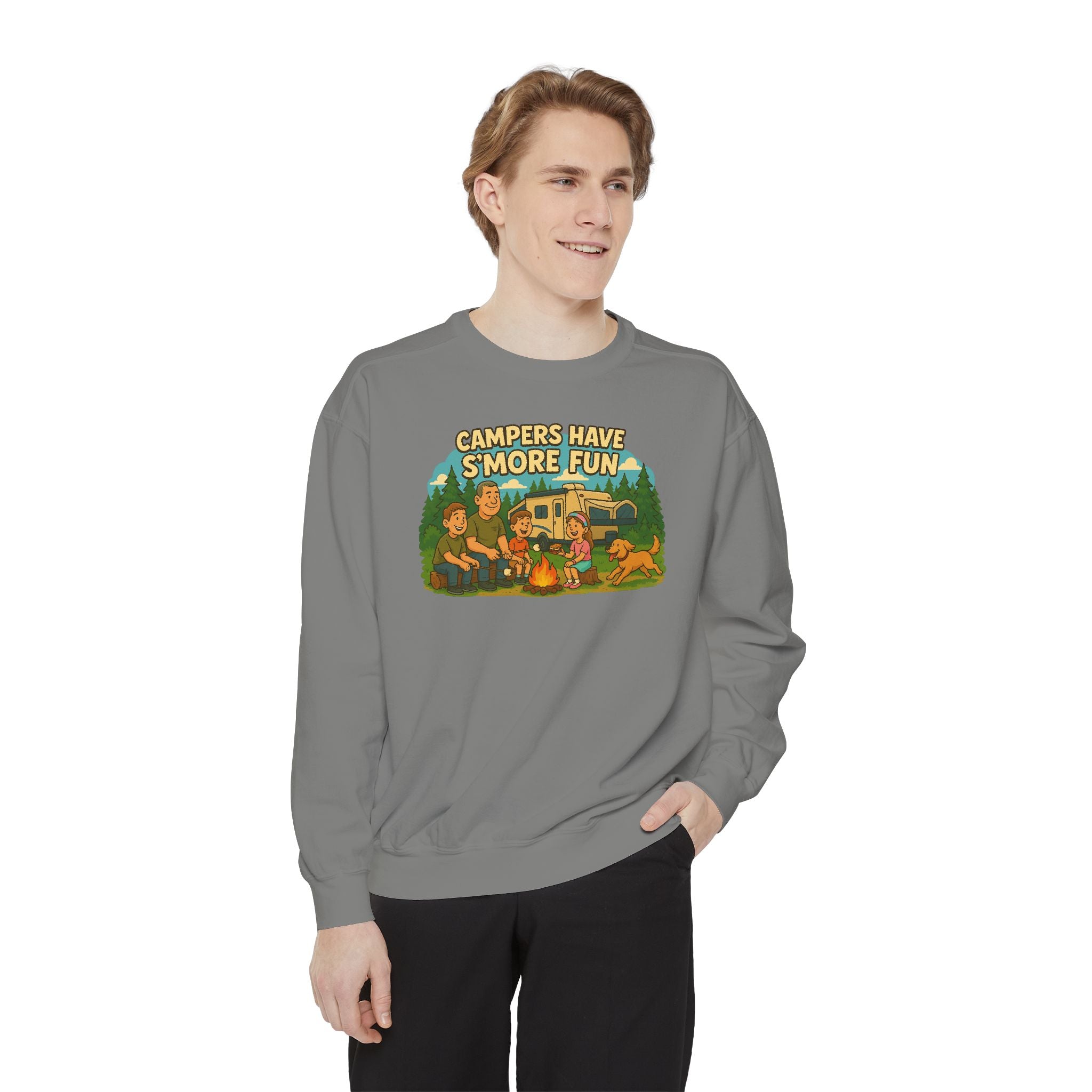 Camper Vibes Sweatshirt - Enjoy S'mores, Unisex Campfire Clothing, Perfect for Outdoor Adventures, Gift for Adventurers, Cozy Camping Attire