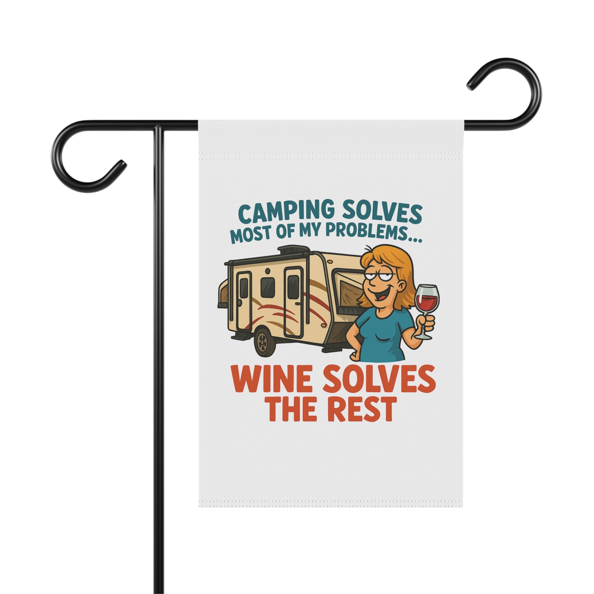 Camping & Wine Garden Banner, Outdoor Decor, Home & Garden Sign, RV Lover Gift, Camping Decor, Funny Garden Flag