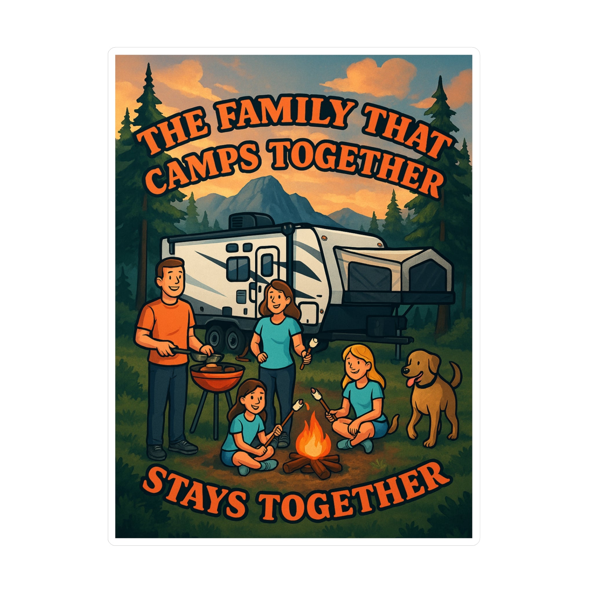 Family Camp Night Kiss-Cut Vinyl Decals - Camping Decor, Family Bonding, Outdoor Stickers, Travel Gifts, RV Accessories