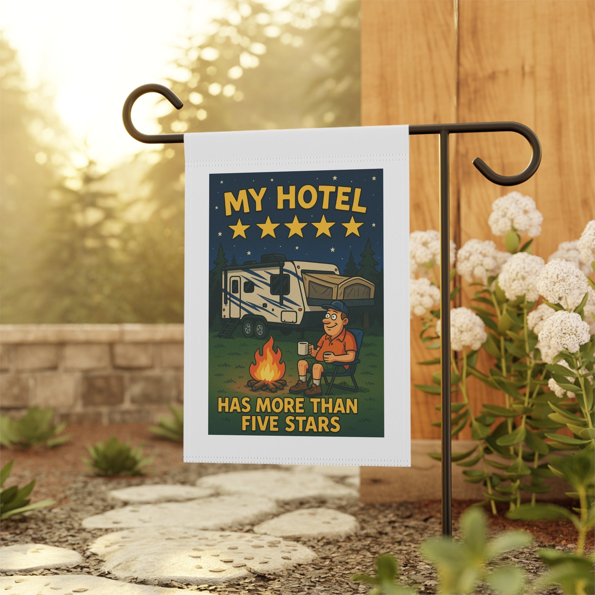 Camping Home Banner, RV Decor, Outdoor Garden Sign, Travel Enthusiast Gift, Camping Flag, Fire Pit Decor