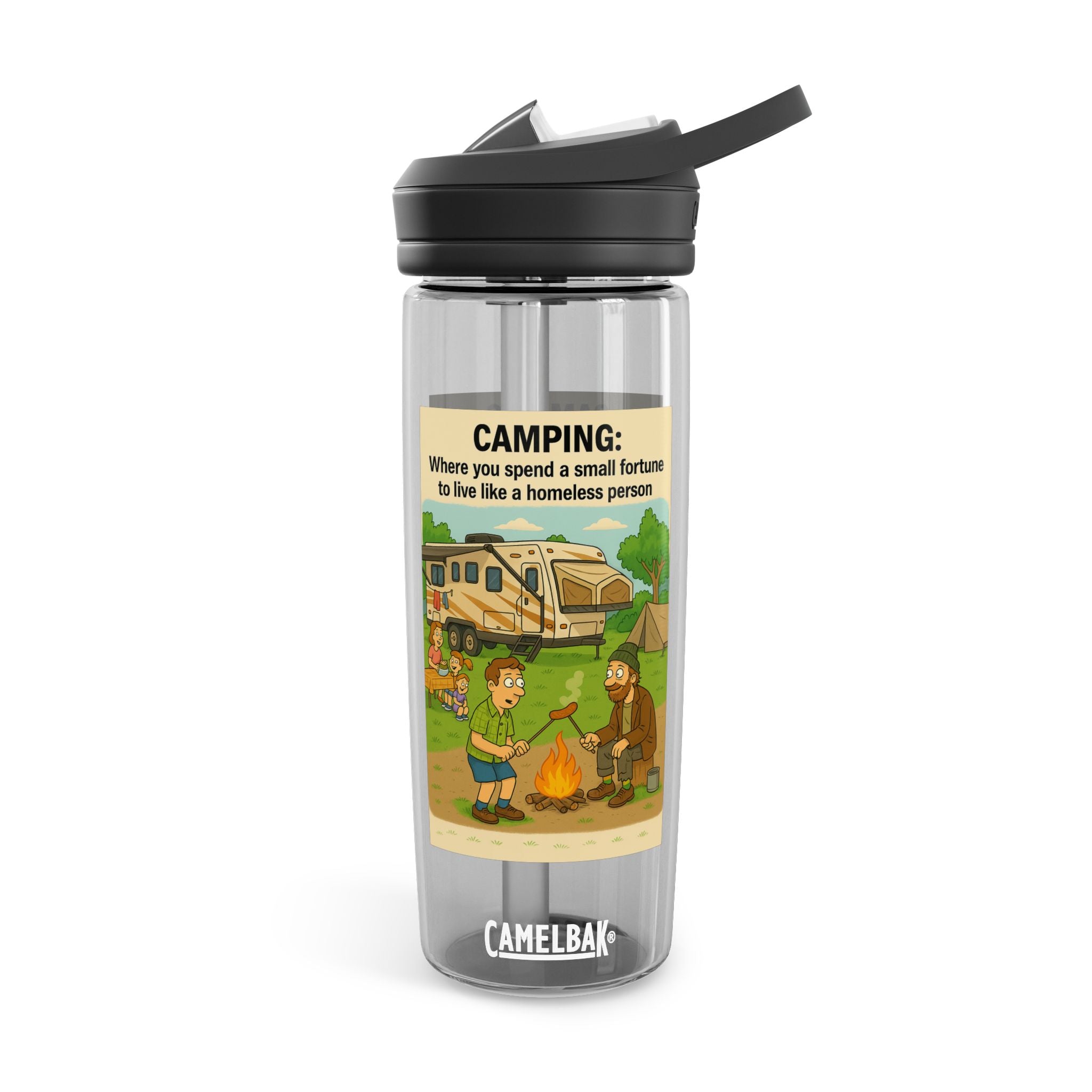 Camping Water Bottle, Funny Outdoor Gift, Hiking Hydration, Adventure Accessory, Eco-friendly Drinkware