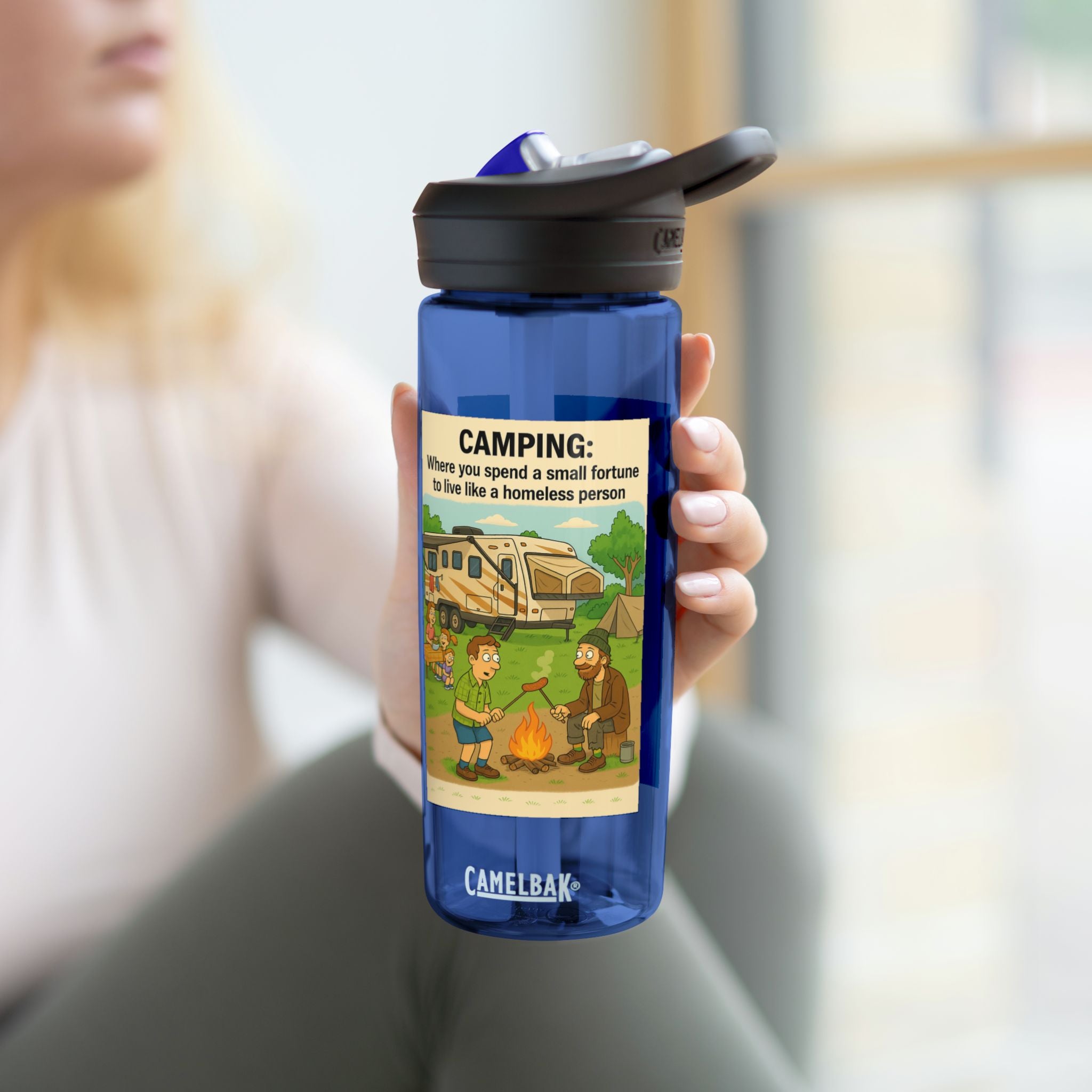 Camping Water Bottle, Funny Outdoor Gift, Hiking Hydration, Adventure Accessory, Eco-friendly Drinkware