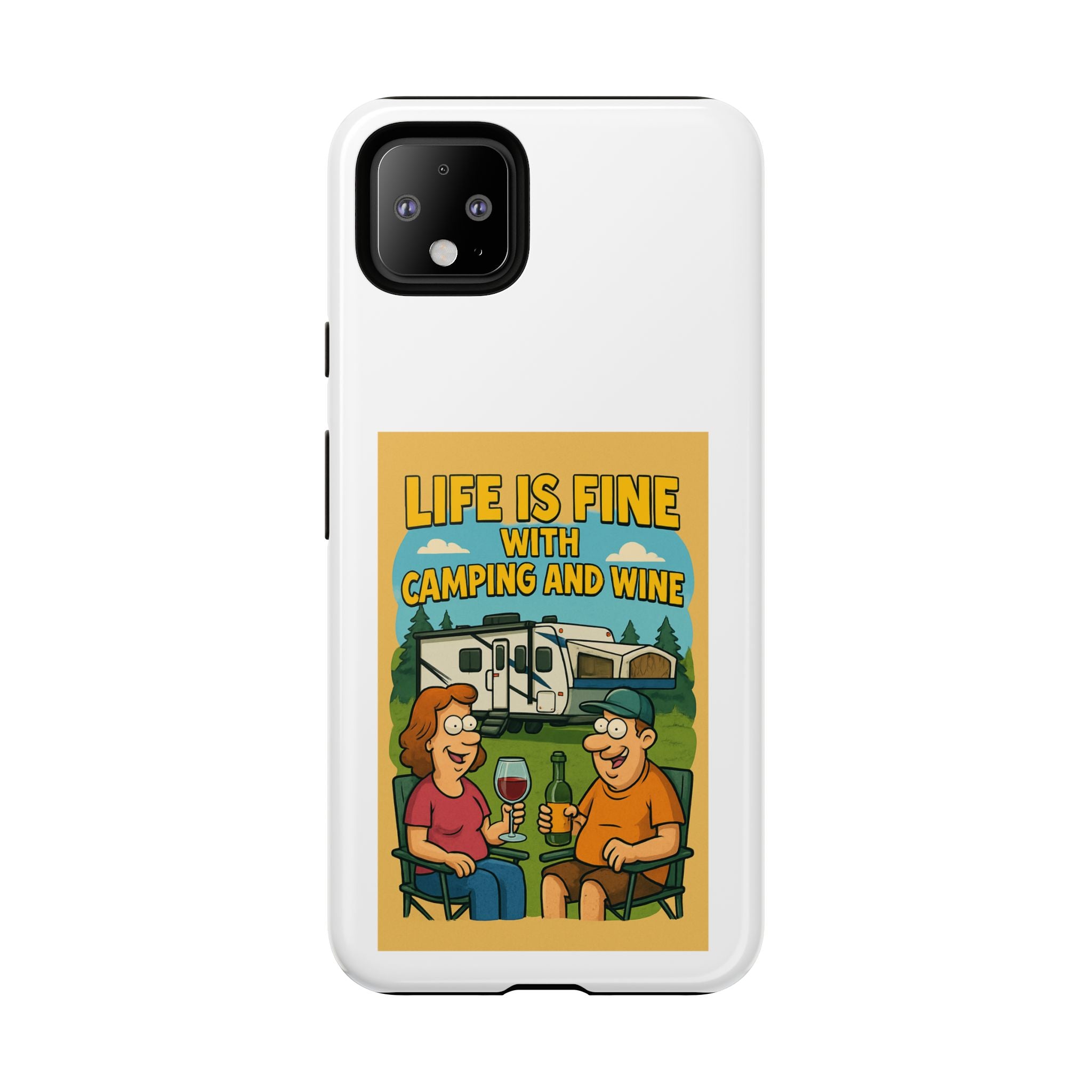 Camping & Wine Phone Case, Outdoor Adventure Accessory, Fun Gift for Campers, Summer Travel Essential, RV Lover Present