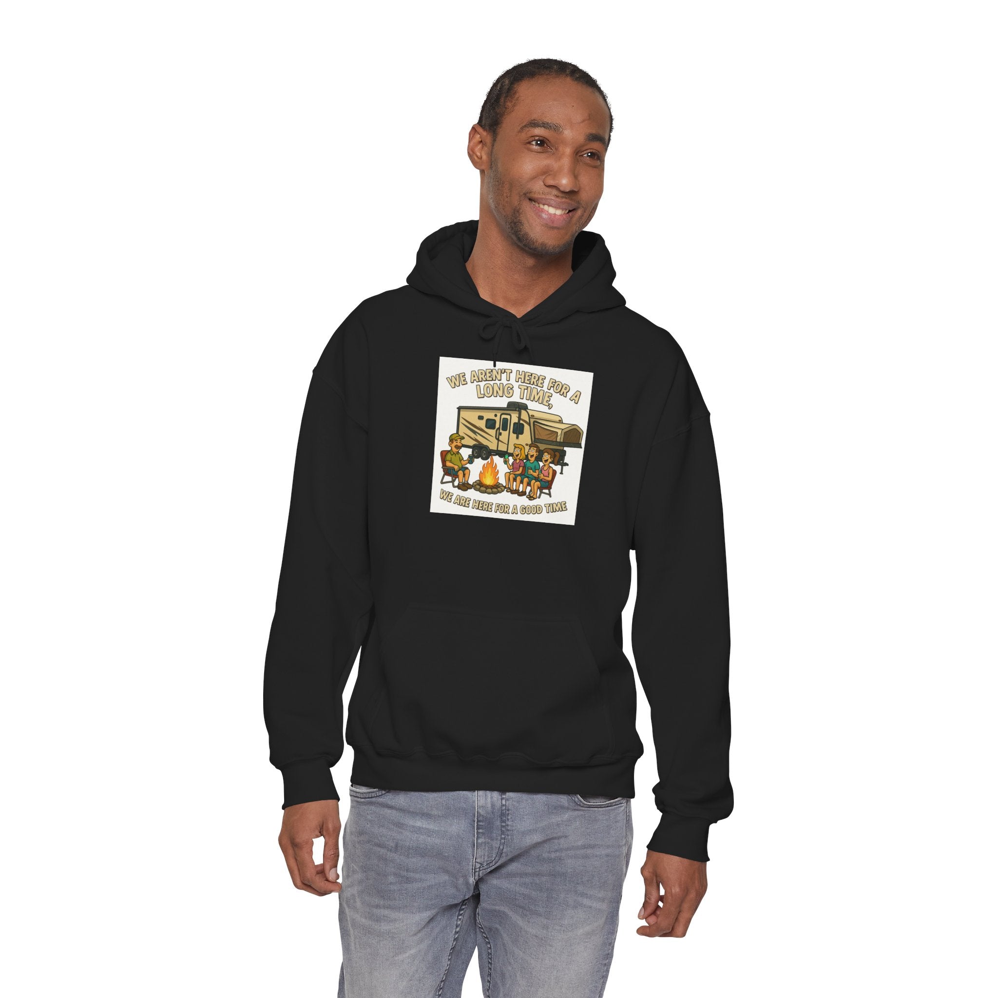 Adventure Awaits Graphic Hoodie - We aren't here for a long time, we are here for a good time