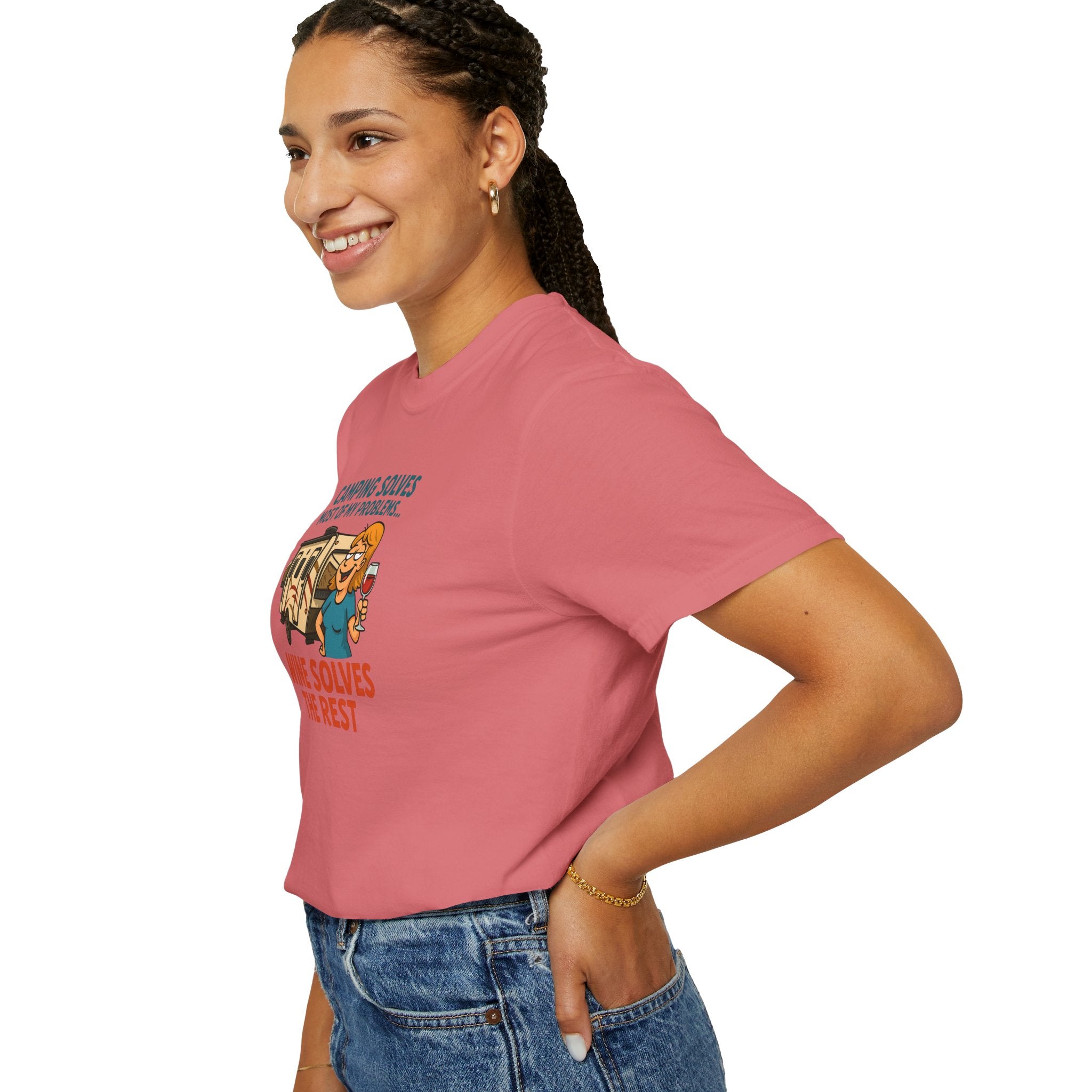 Camping & Wine Unisex T-Shirt, Relaxed Fit Tee, Perfect Gift for Campers, Wine Lovers, Outdoor Enthusiasts, Summer Celebrations