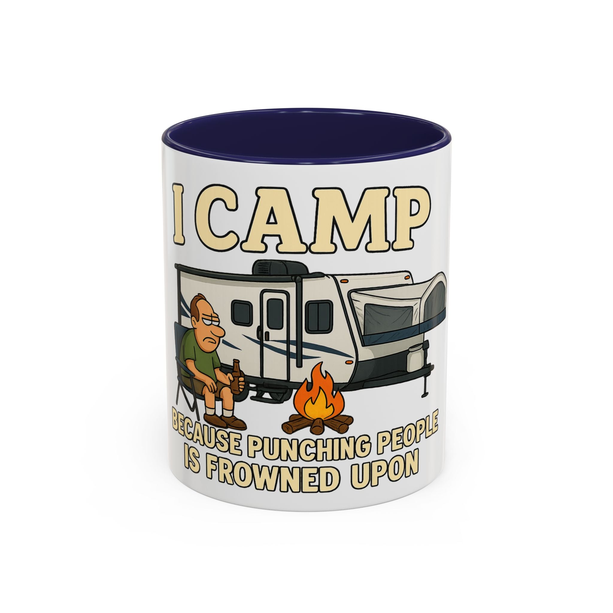 Camping Humor Coffee Mug - I Camp Because Punching People is Frowned Upon