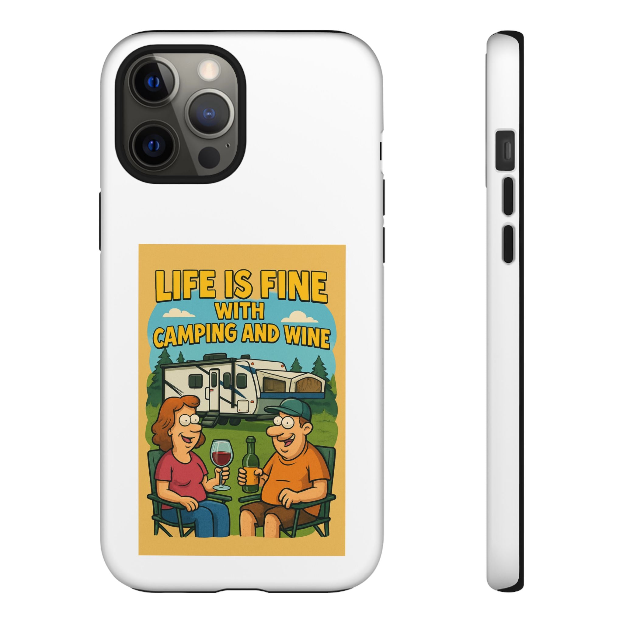 Camping & Wine Phone Case, Outdoor Adventure Accessory, Fun Gift for Campers, Summer Travel Essential, RV Lover Present
