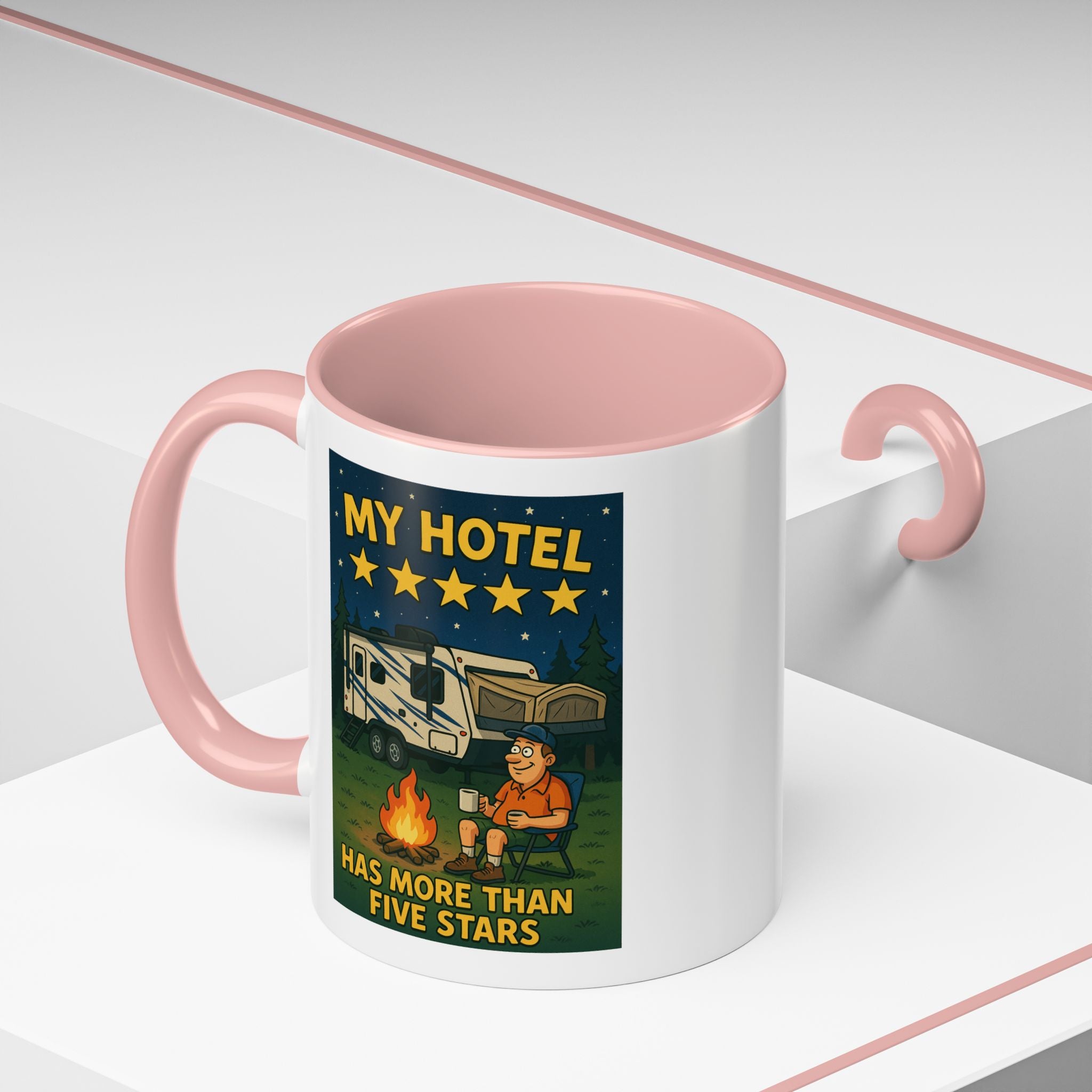 Camping-Themed Accent Coffee Mug | Perfect for RV Lovers, Campers, Travelers, Cozy Nights, Outdoor Adventures, Unique Gift Ideas