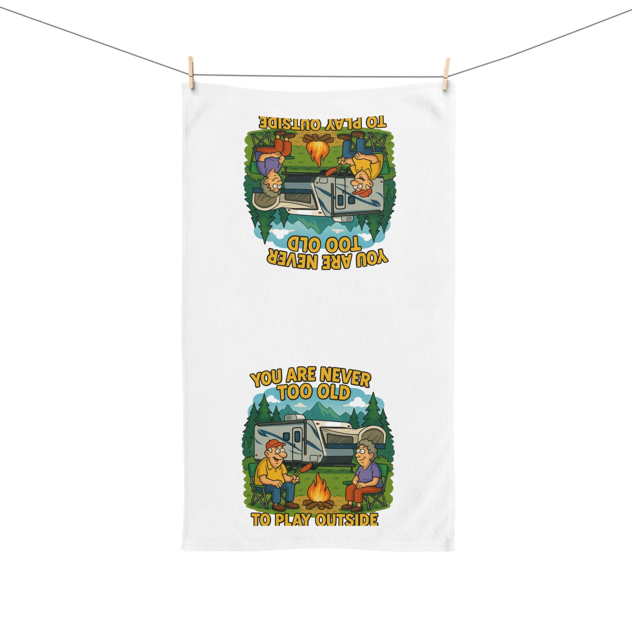 Outdoor Adventure Hand Towel - "You Are Never Too Old To Play Outside"