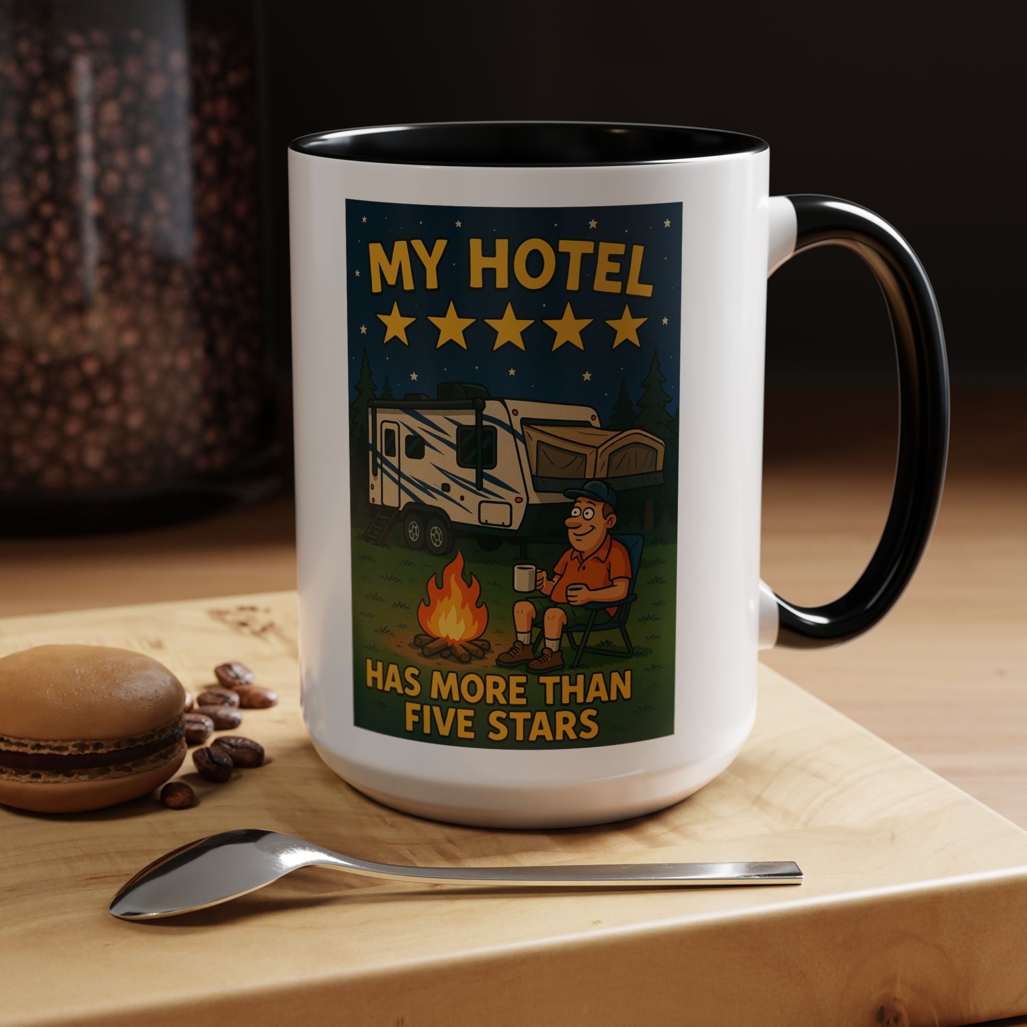 Camping-Themed Accent Coffee Mug | Perfect for RV Lovers, Campers, Travelers, Cozy Nights, Outdoor Adventures, Unique Gift Ideas