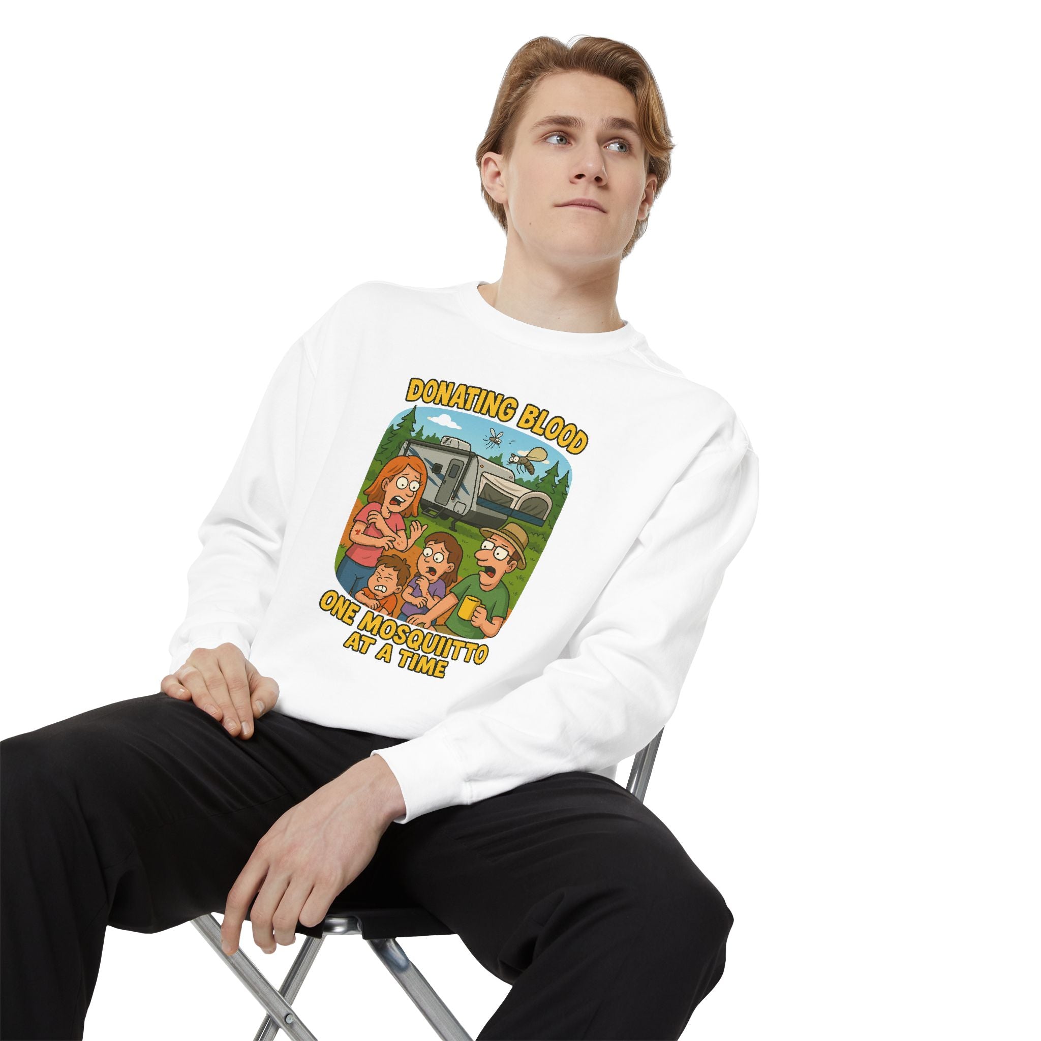 Unisex Garment-Dyed Sweatshirt - Donating Blood One Mosquito at a Time