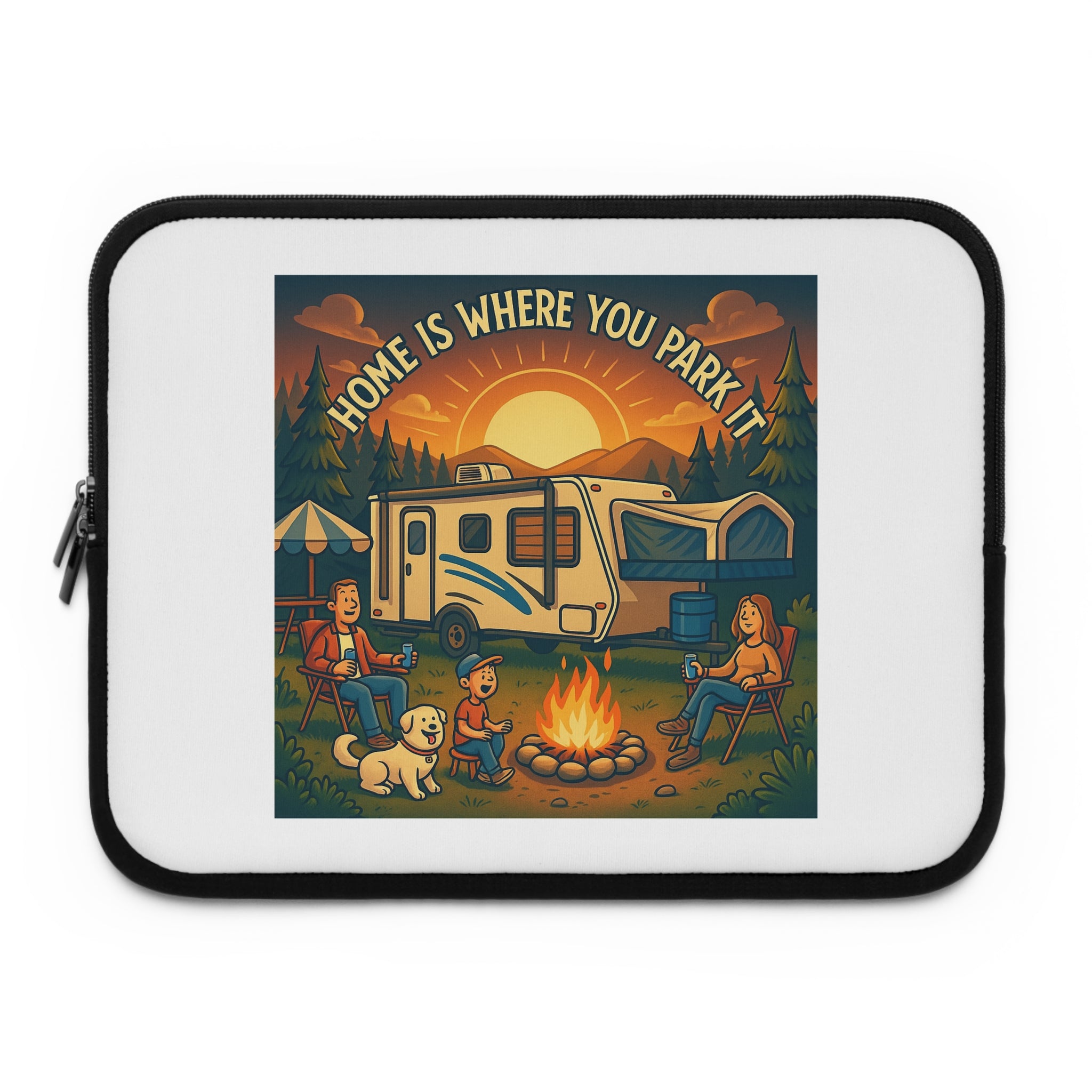 Adventurous Laptop Sleeve - Home is Where You Park - Camping Gear, Tech Accessory for RV Lovers