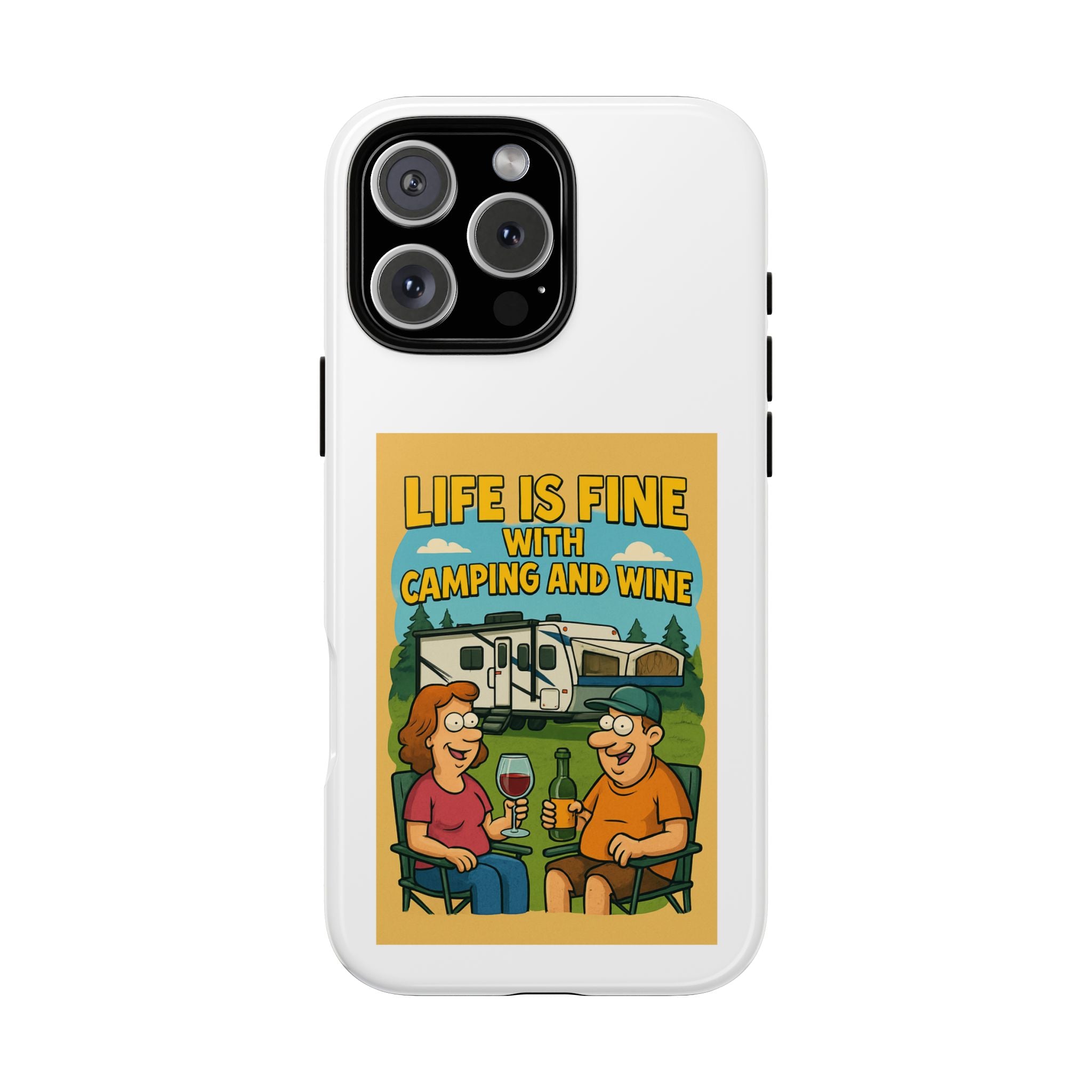 Camping & Wine Phone Case, Outdoor Adventure Accessory, Fun Gift for Campers, Summer Travel Essential, RV Lover Present