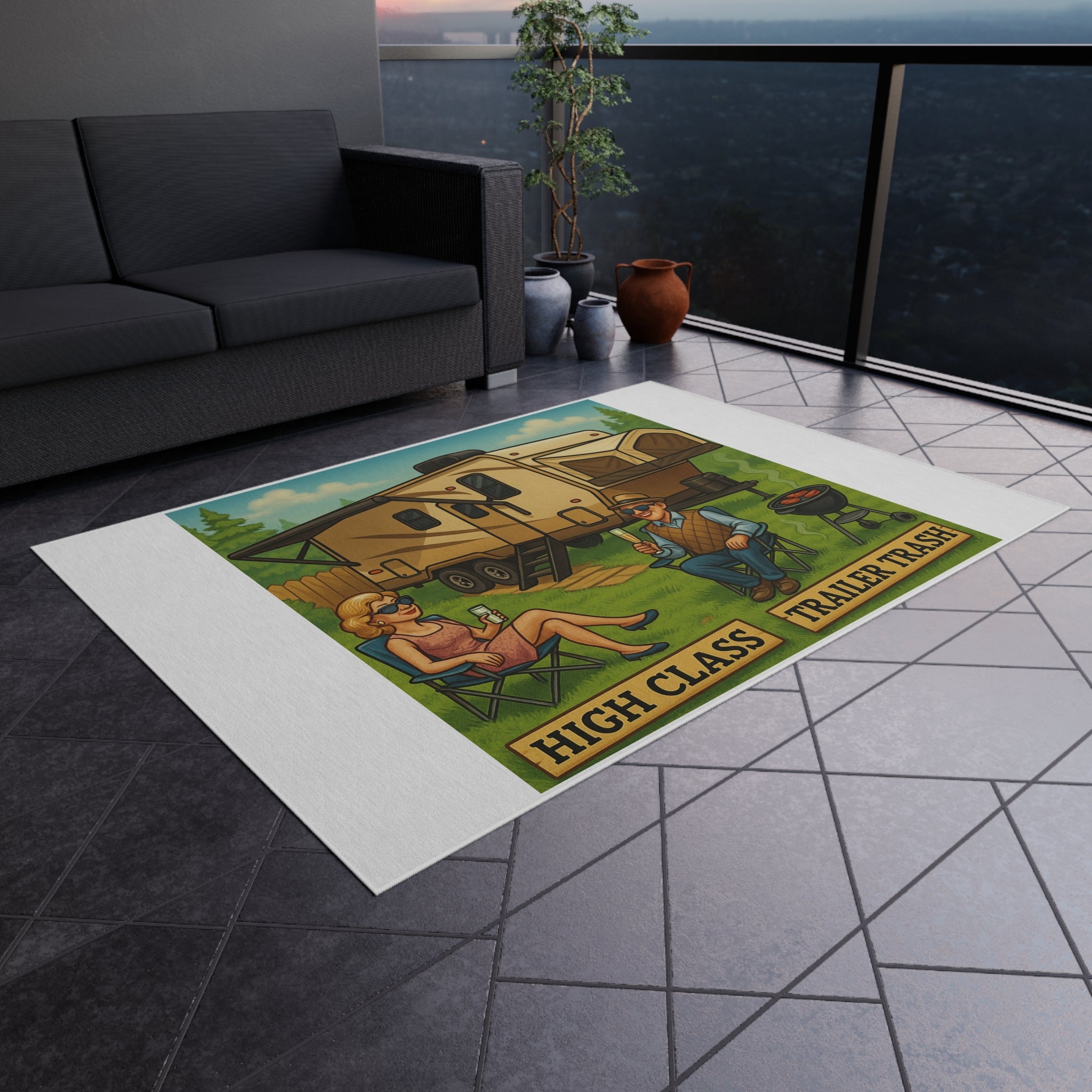 Fun High Class Trailer Trash Outdoor Rug