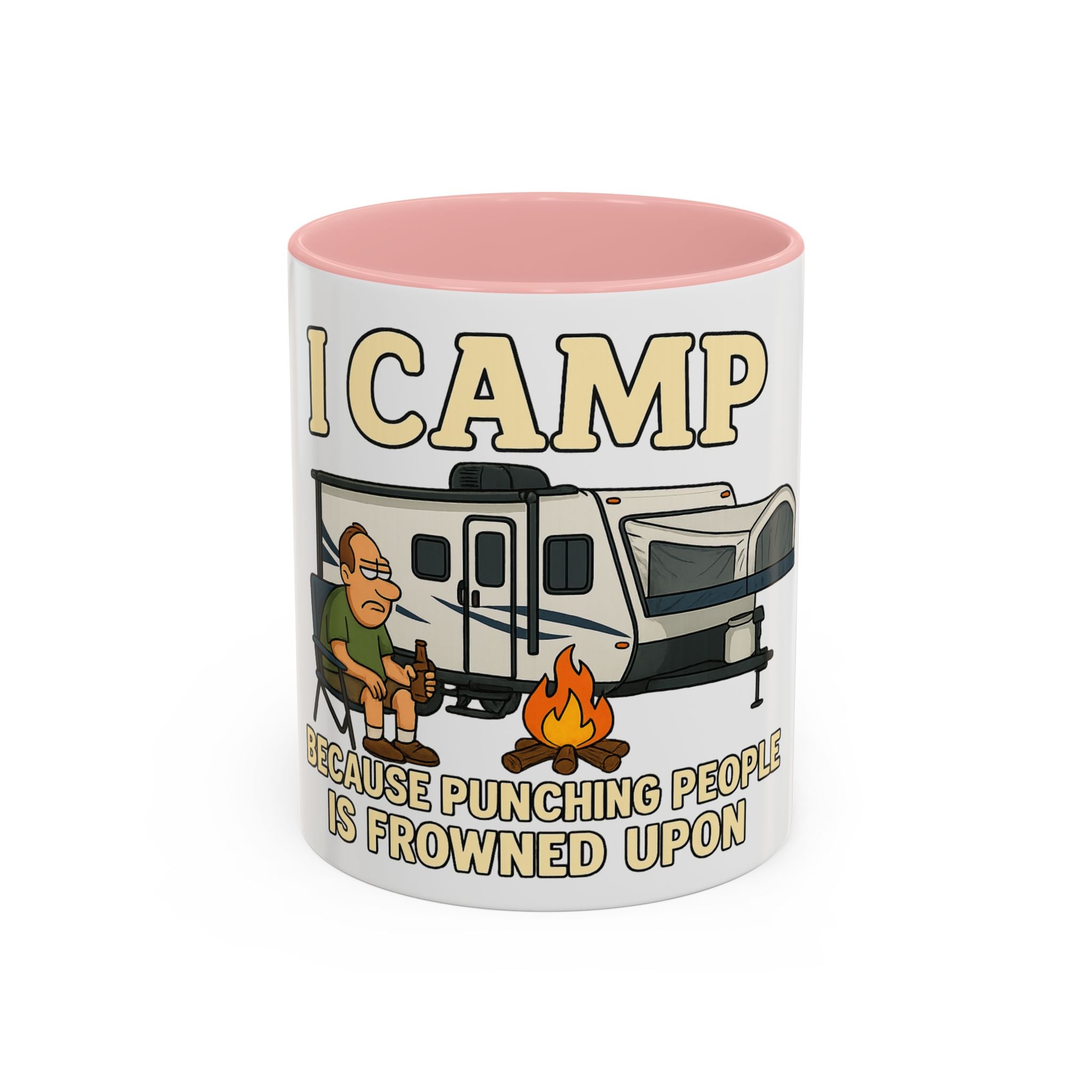 Camping Humor Coffee Mug - I Camp Because Punching People is Frowned Upon