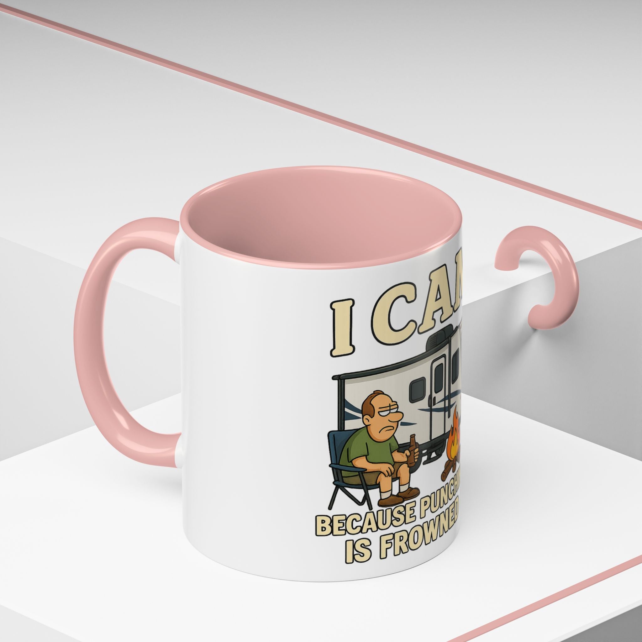 Camping Humor Coffee Mug - I Camp Because Punching People is Frowned Upon