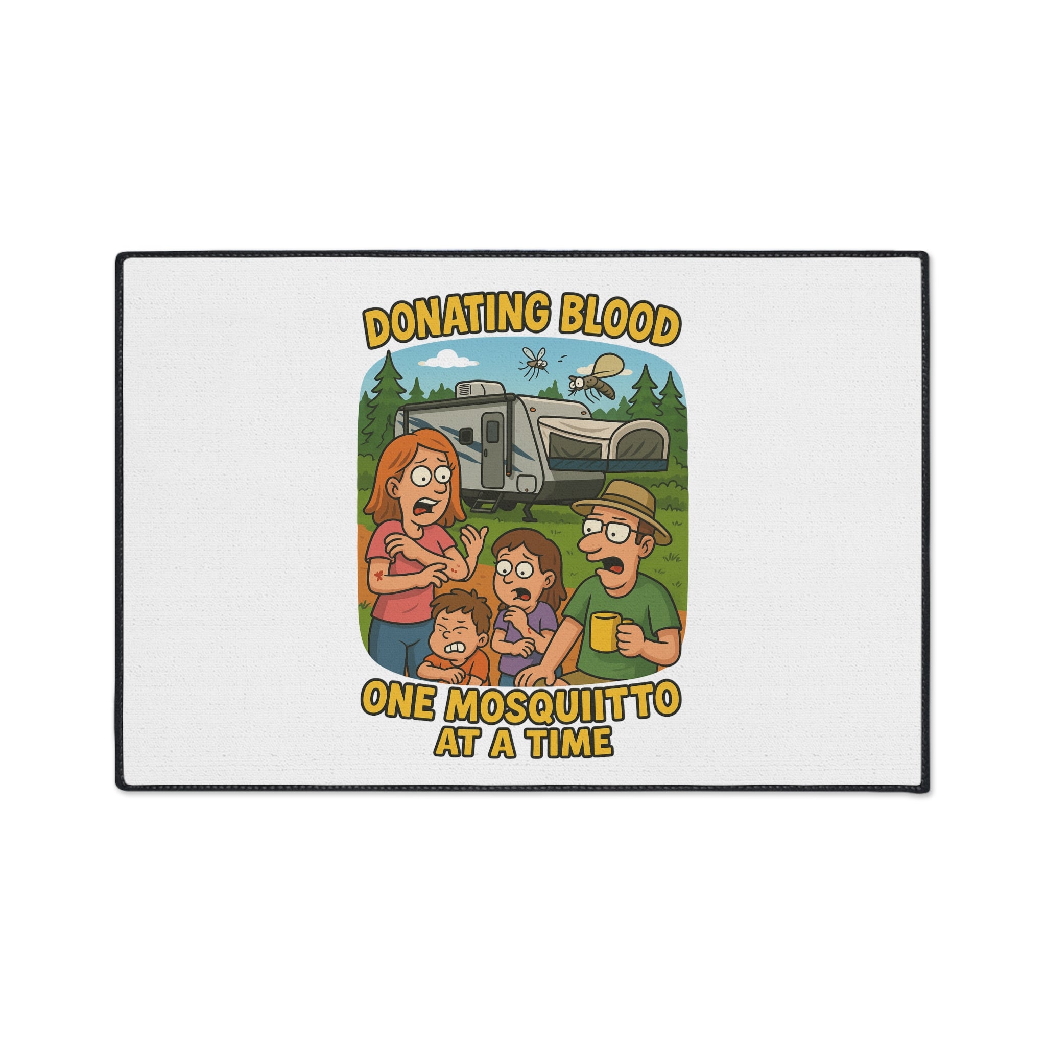 Retro Themed Heavy Duty Floor Mat - 'Donating Blood One Mosquito at a Time', Home Decor, Outdoor Rug, Kitchen Mat, Fun Gift, Camping [...]