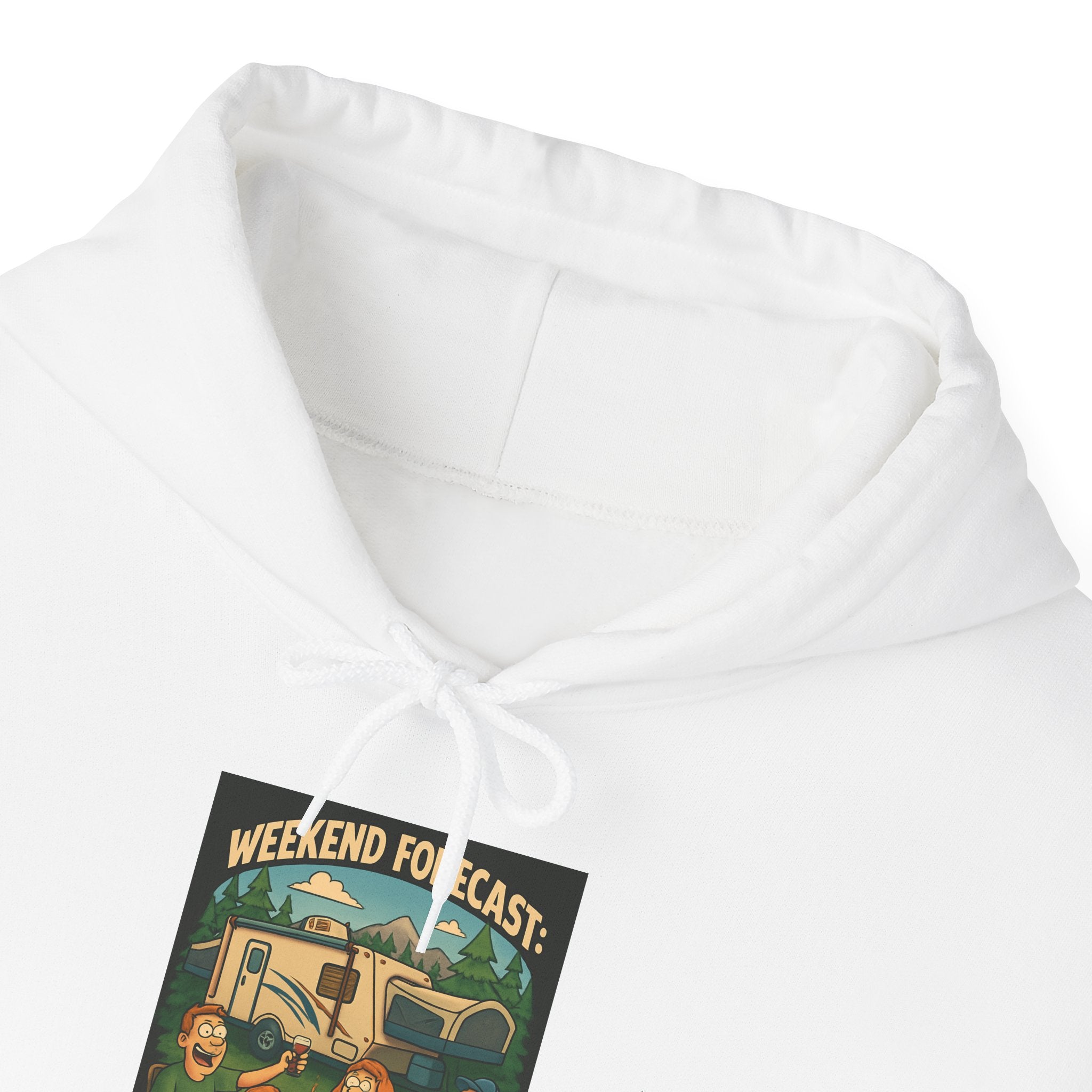 Camping Forecast Graphic Hoodie, Unisex Heavy Blend Sweatshirt, Outdoor Apparel, Weekend Getaway Gift, Nature Lover Clothing