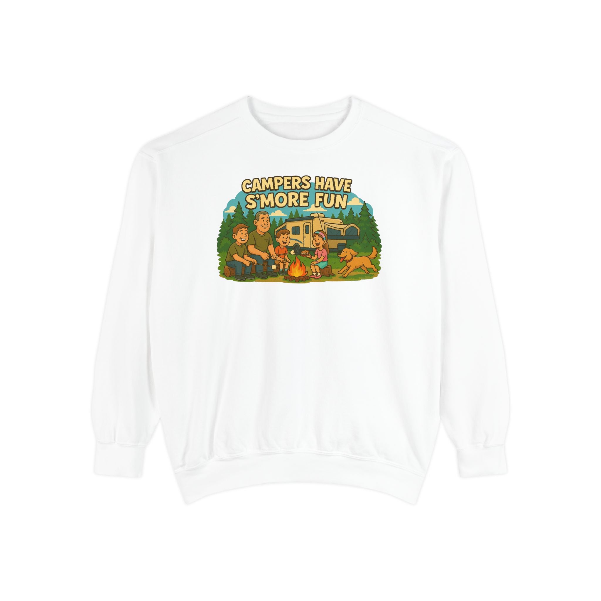 Camper Vibes Sweatshirt - Enjoy S'mores, Unisex Campfire Clothing, Perfect for Outdoor Adventures, Gift for Adventurers, Cozy Camping Attire