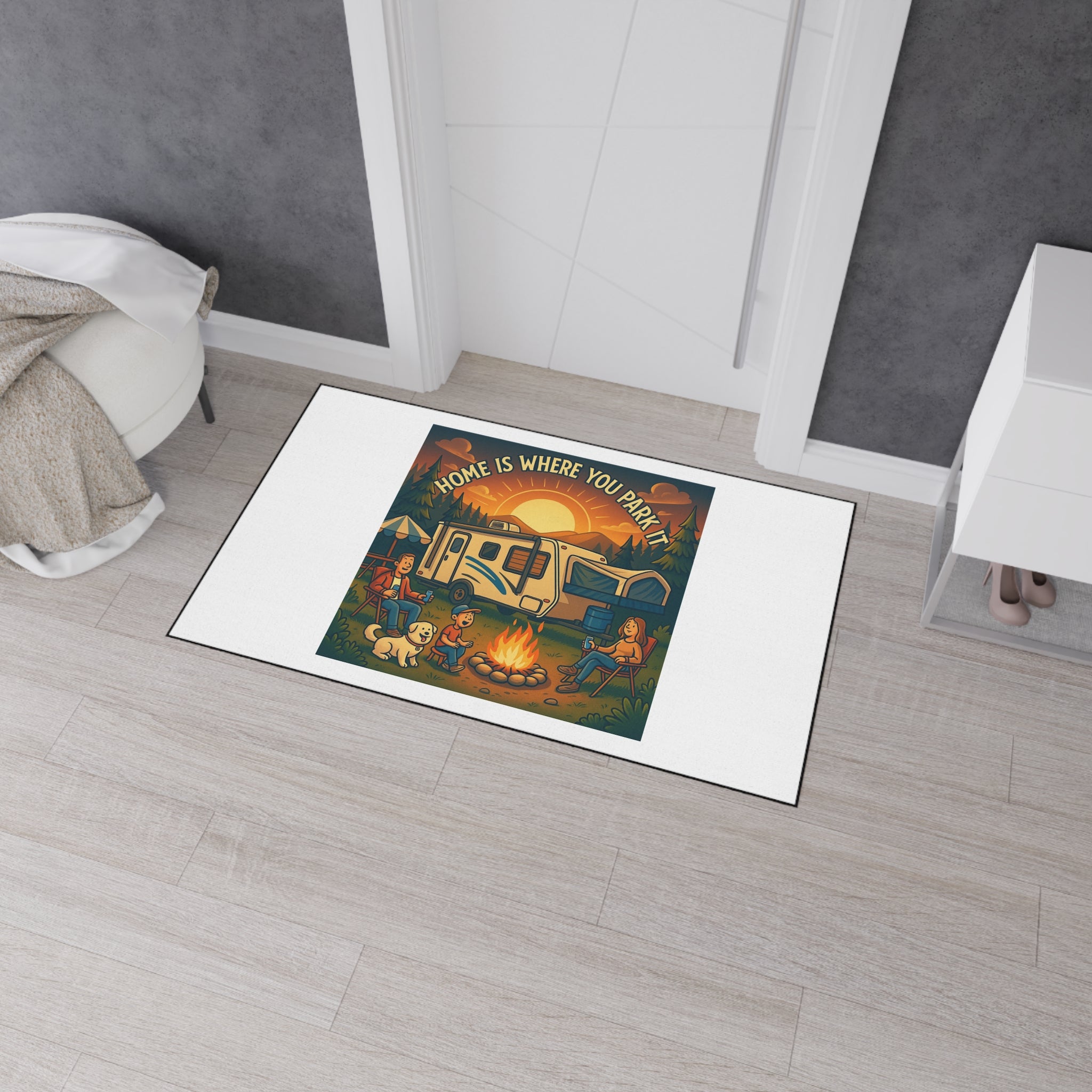Cozy RV Welcome Mat, Home is Where You Park It Decor, Camping Floor Mat, Outdoor Welcome Mat, Travel Enthusiast Gift