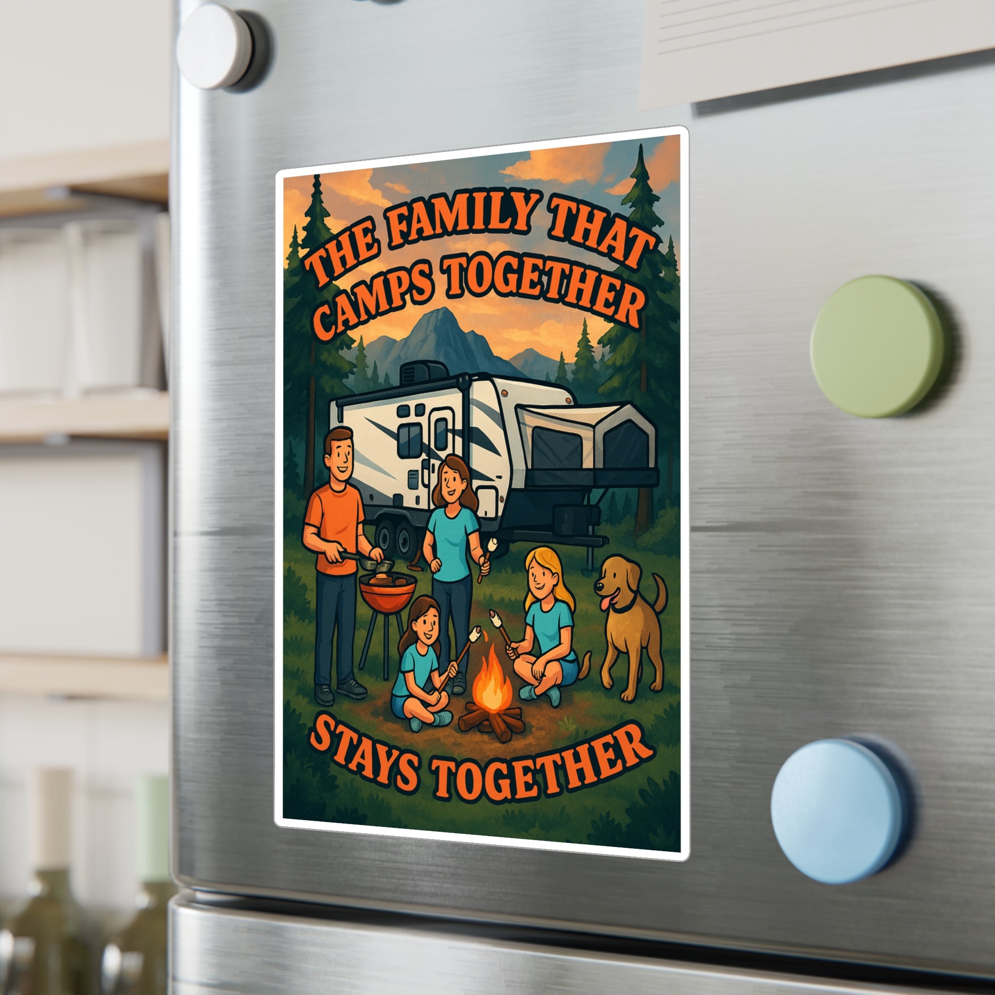 Family Camp Night Kiss-Cut Vinyl Decals - Camping Decor, Family Bonding, Outdoor Stickers, Travel Gifts, RV Accessories