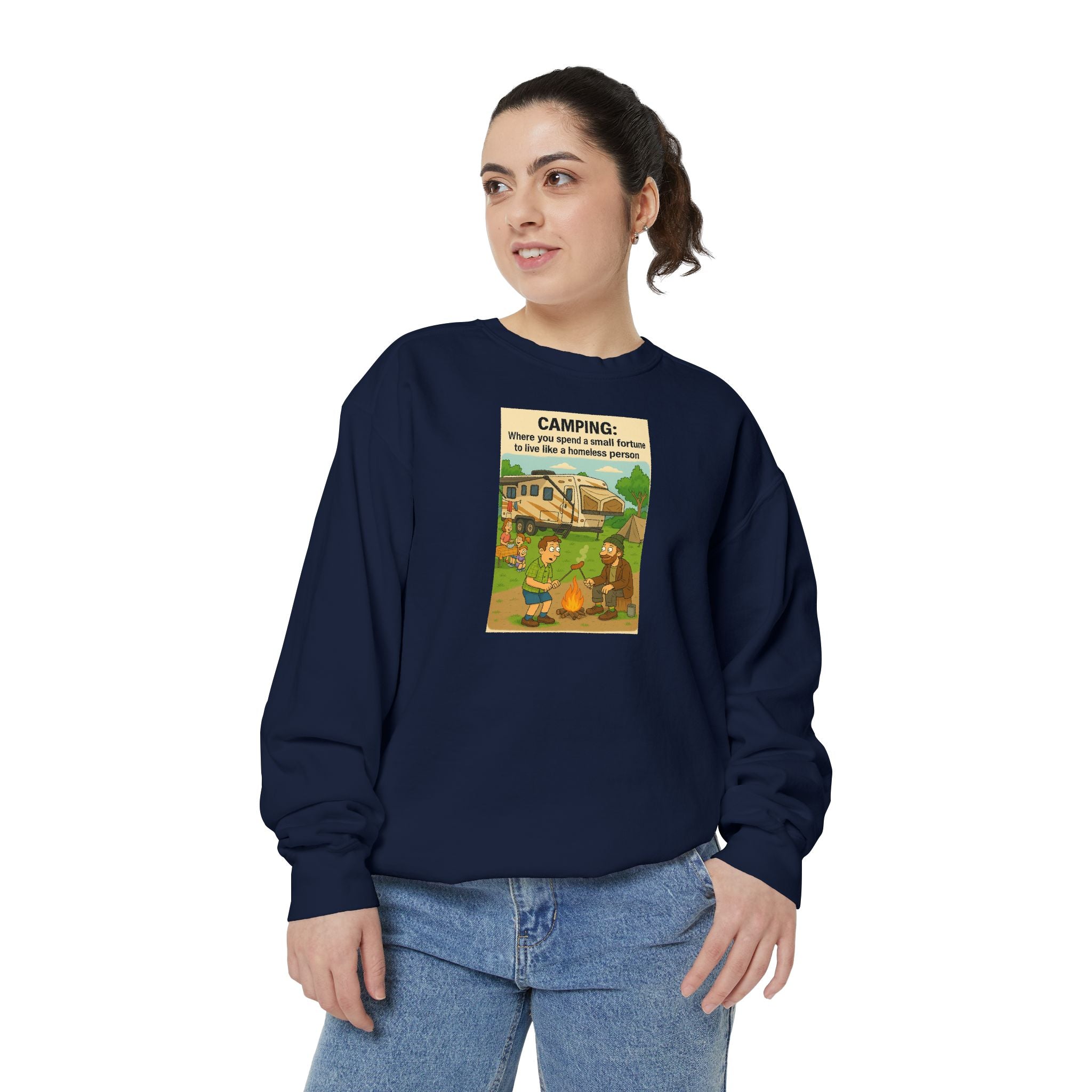 Camping Adventure Sweatshirt, Unisex Garment-DyedPullover, Cozy Casual Wear, Outdoor Enthusiast Gift, Camping Trip Apparel