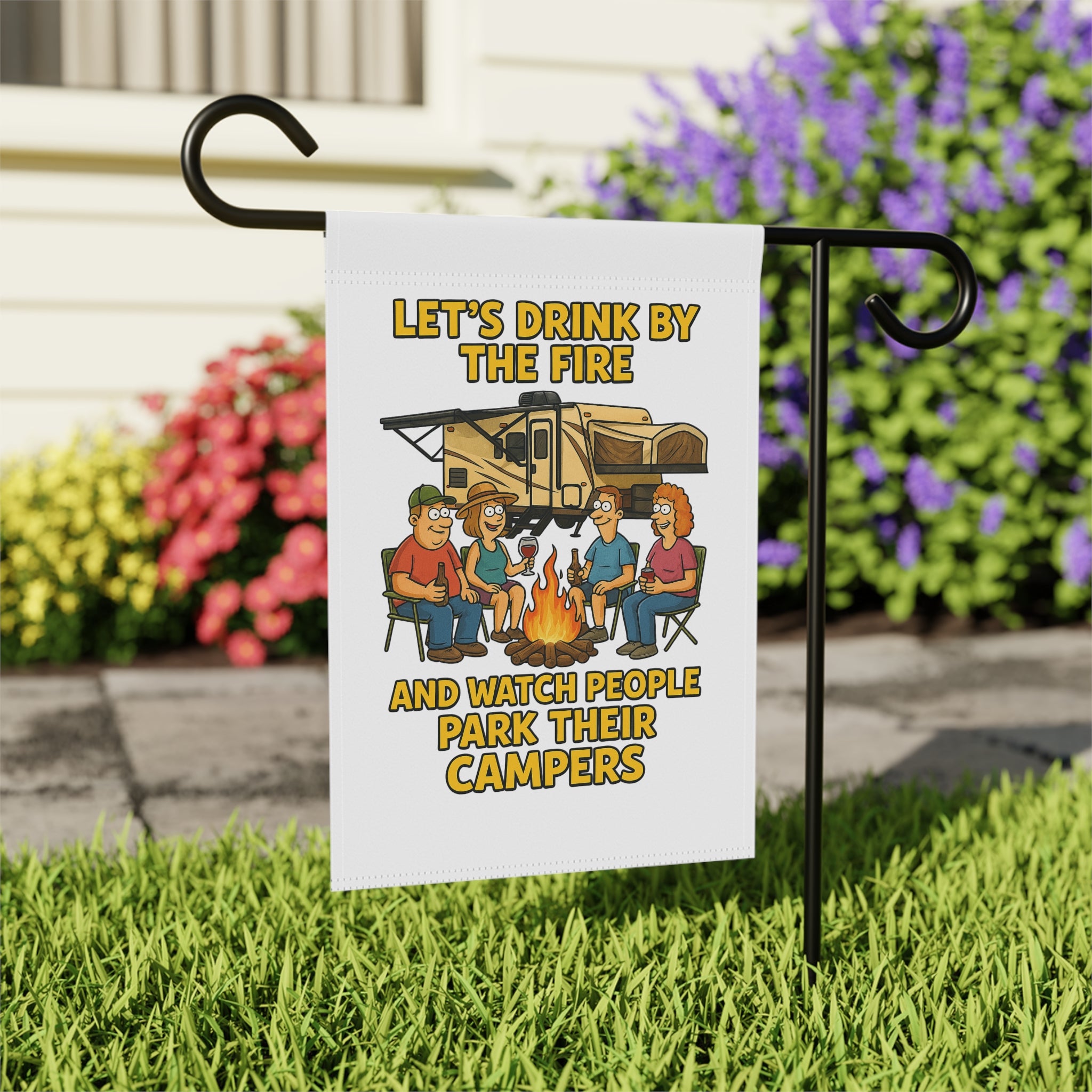 Camping Vibes Banner: Fun Outdoor Decor, RV Enthusiasts, Fire Pit Gatherings, Garden Flag, Patio Decoration