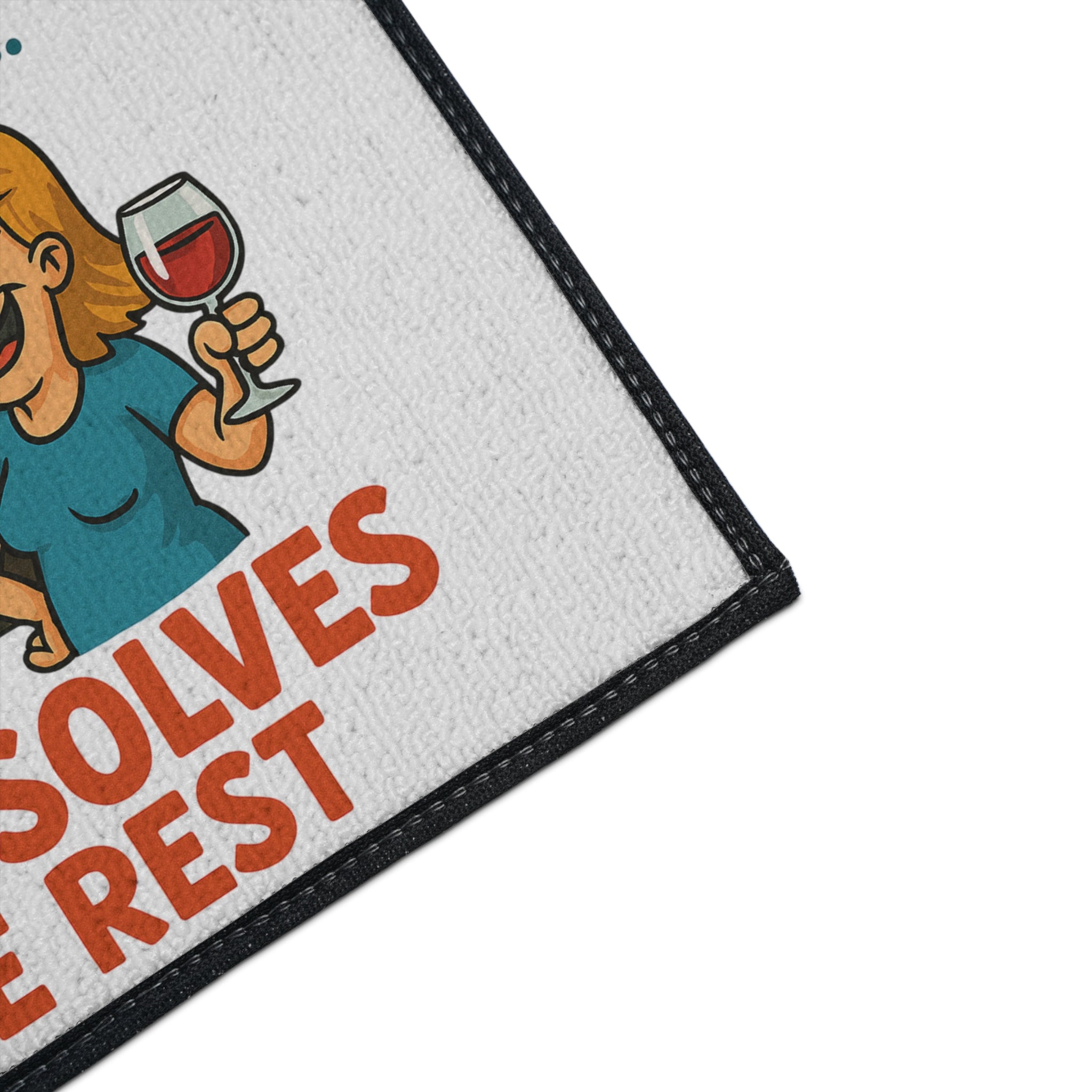 Camping Themed Floor Mat - 'Camping Solves... Wine Solves the Rest', Outdoor Decor, RV Accessories, Gift for Campers, Wine Lovers