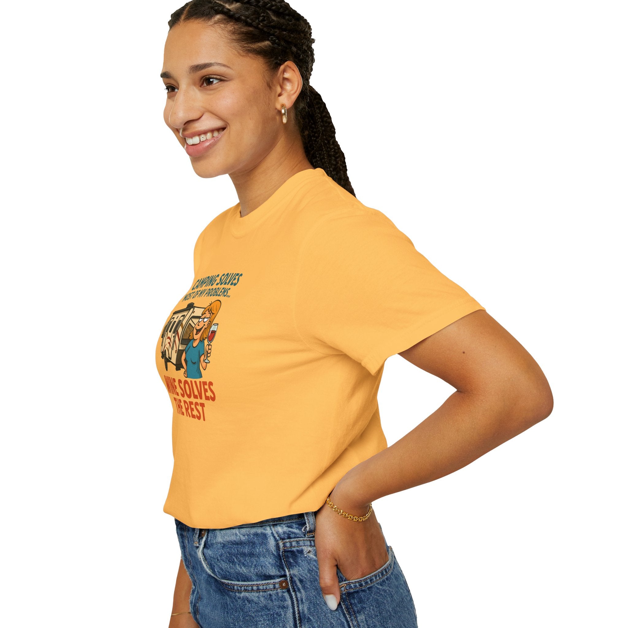 Camping & Wine Unisex T-Shirt, Relaxed Fit Tee, Perfect Gift for Campers, Wine Lovers, Outdoor Enthusiasts, Summer Celebrations