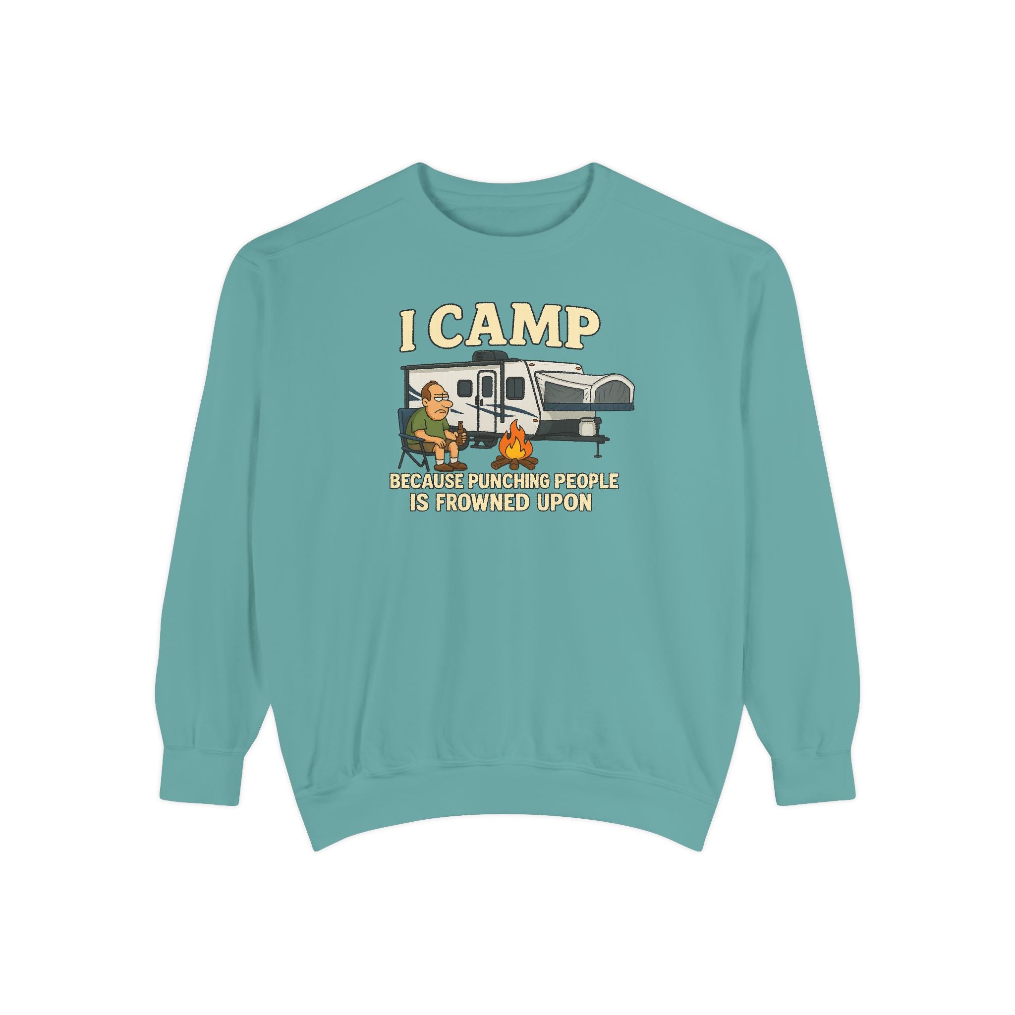 I Camp Unisex Garment-Dyed Sweatshirt - Cozy Camping Apparel for Outdoor Lovers