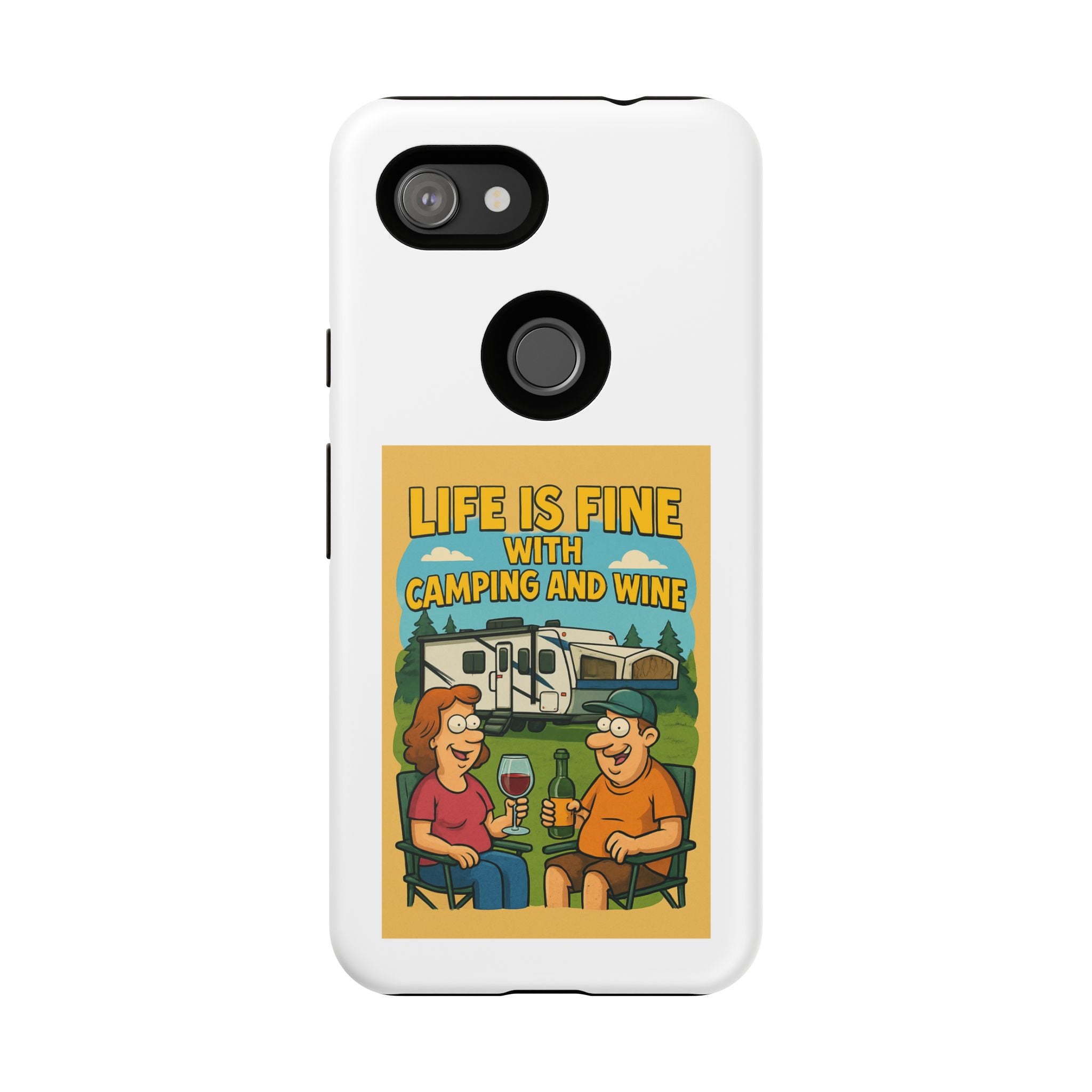 Camping & Wine Phone Case, Outdoor Adventure Accessory, Fun Gift for Campers, Summer Travel Essential, RV Lover Present