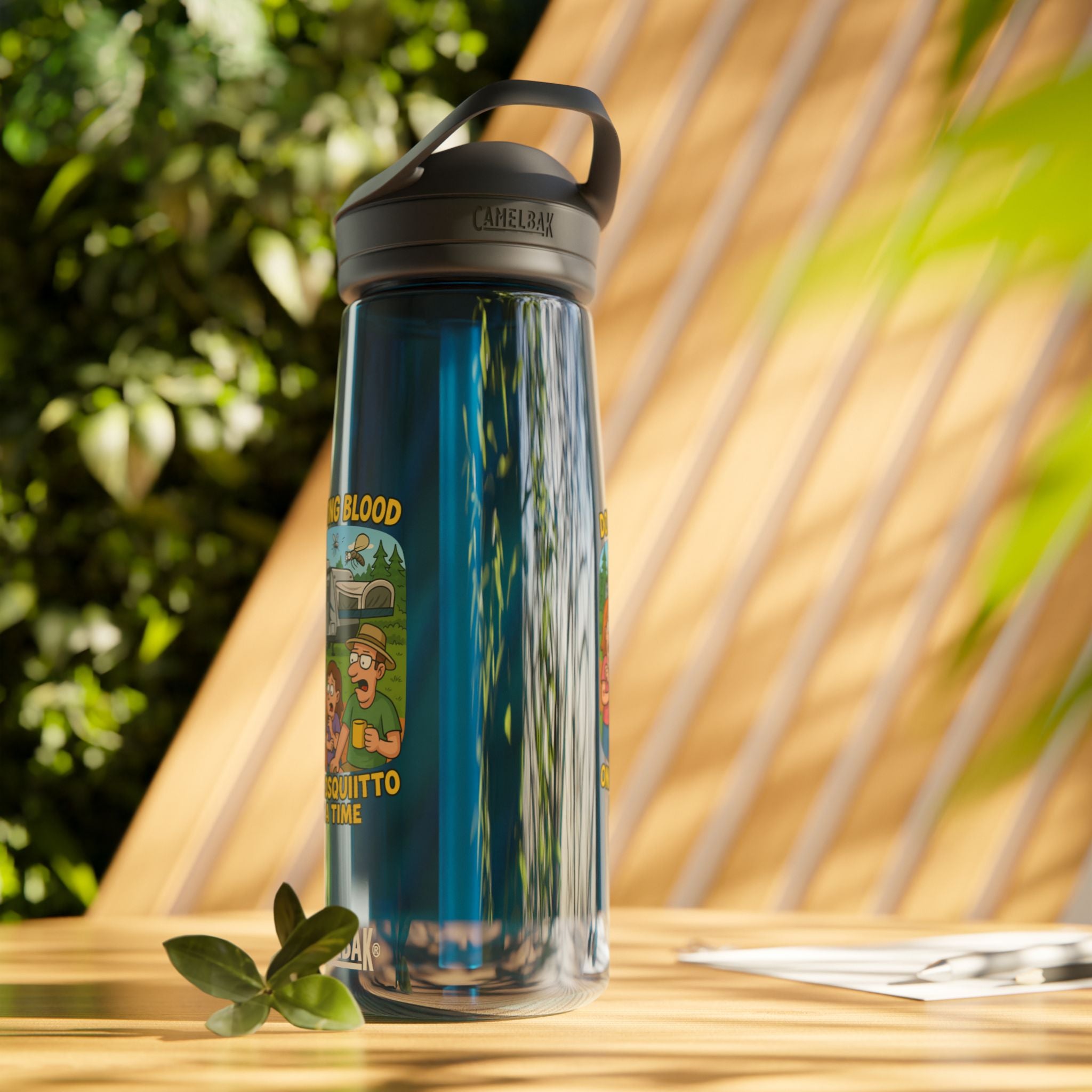 Fun Cartoon Water Bottle, Quirky Drinkware, Motivational Hydration, Eco-Friendly Gift, Ideal for Campers, Perfect for Summer, Donation Theme