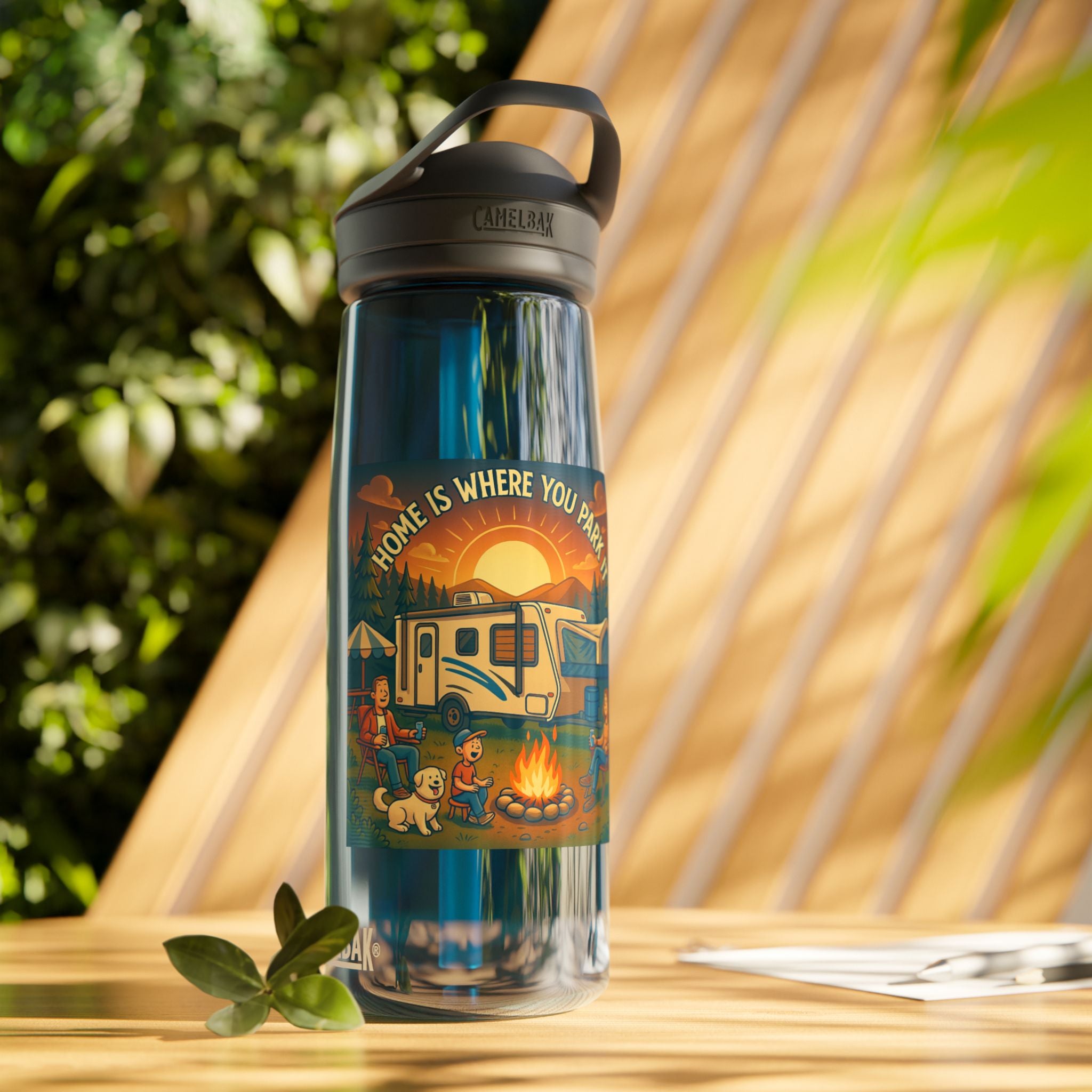 Campfire Adventures Water Bottle, RV Life, Outdoor Fun, Camping Gear, Hydration Bottle, Eco-Friendly Drinking