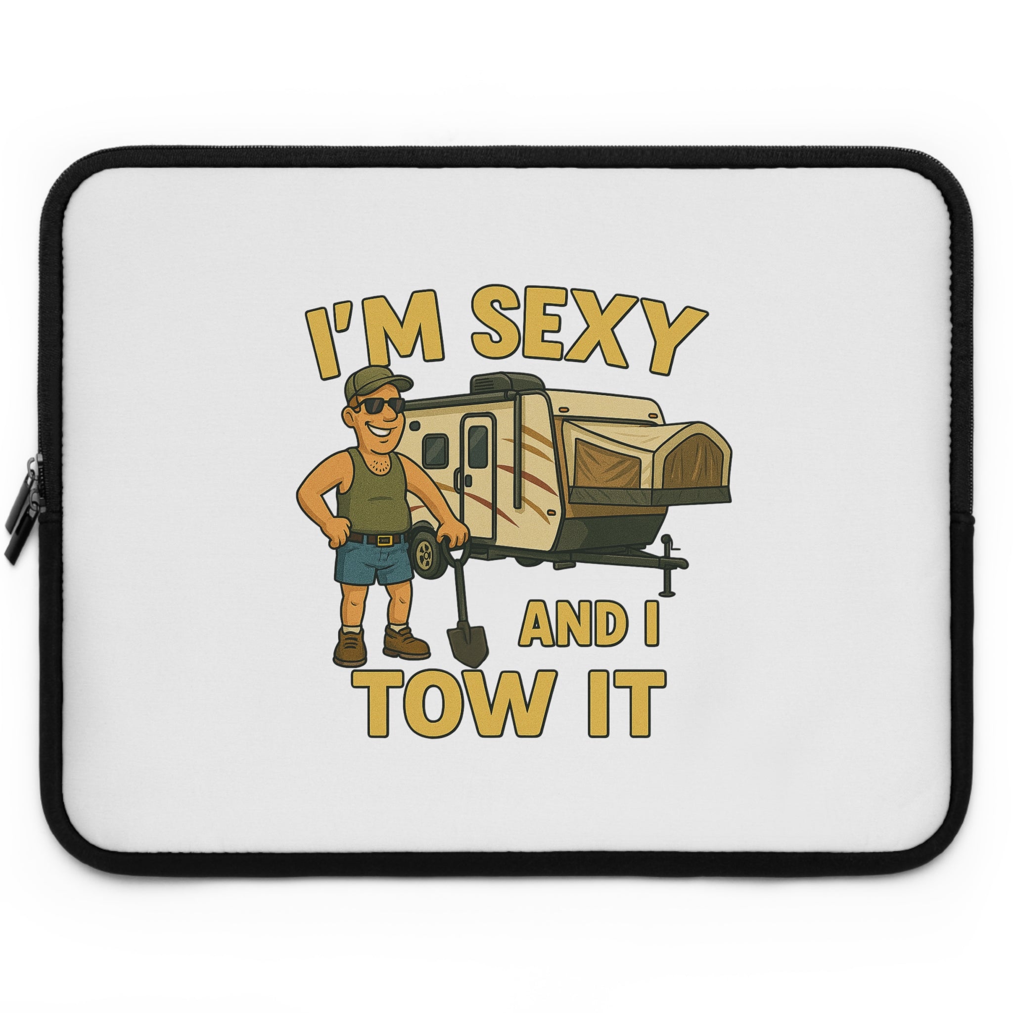 Funny Camping Laptop Sleeve - I'm Sexy and I Tow It, RV Lover Gift, Travel Accessory, Unique Computer Bag, Camping Enthusiast Present