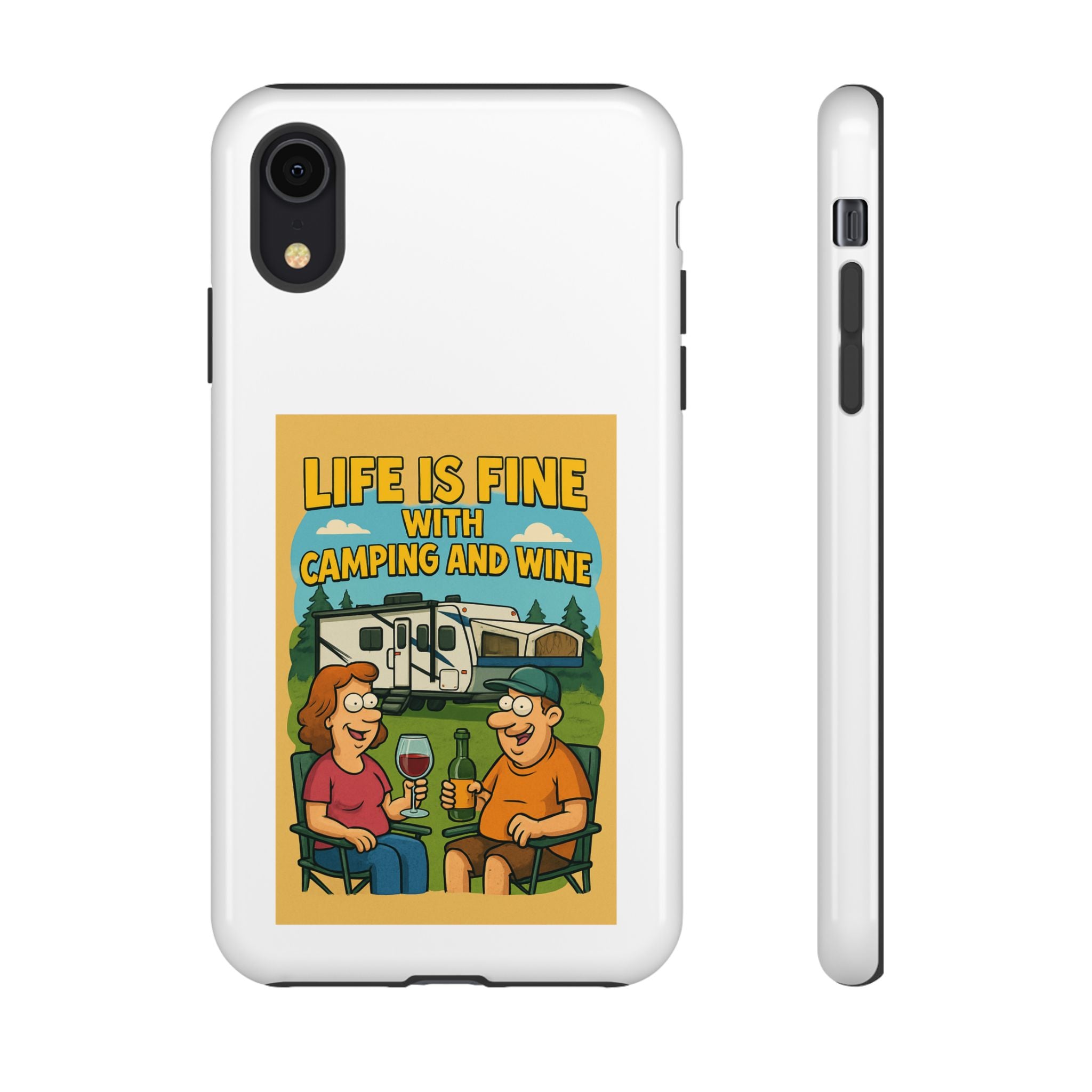 Camping & Wine Phone Case, Outdoor Adventure Accessory, Fun Gift for Campers, Summer Travel Essential, RV Lover Present