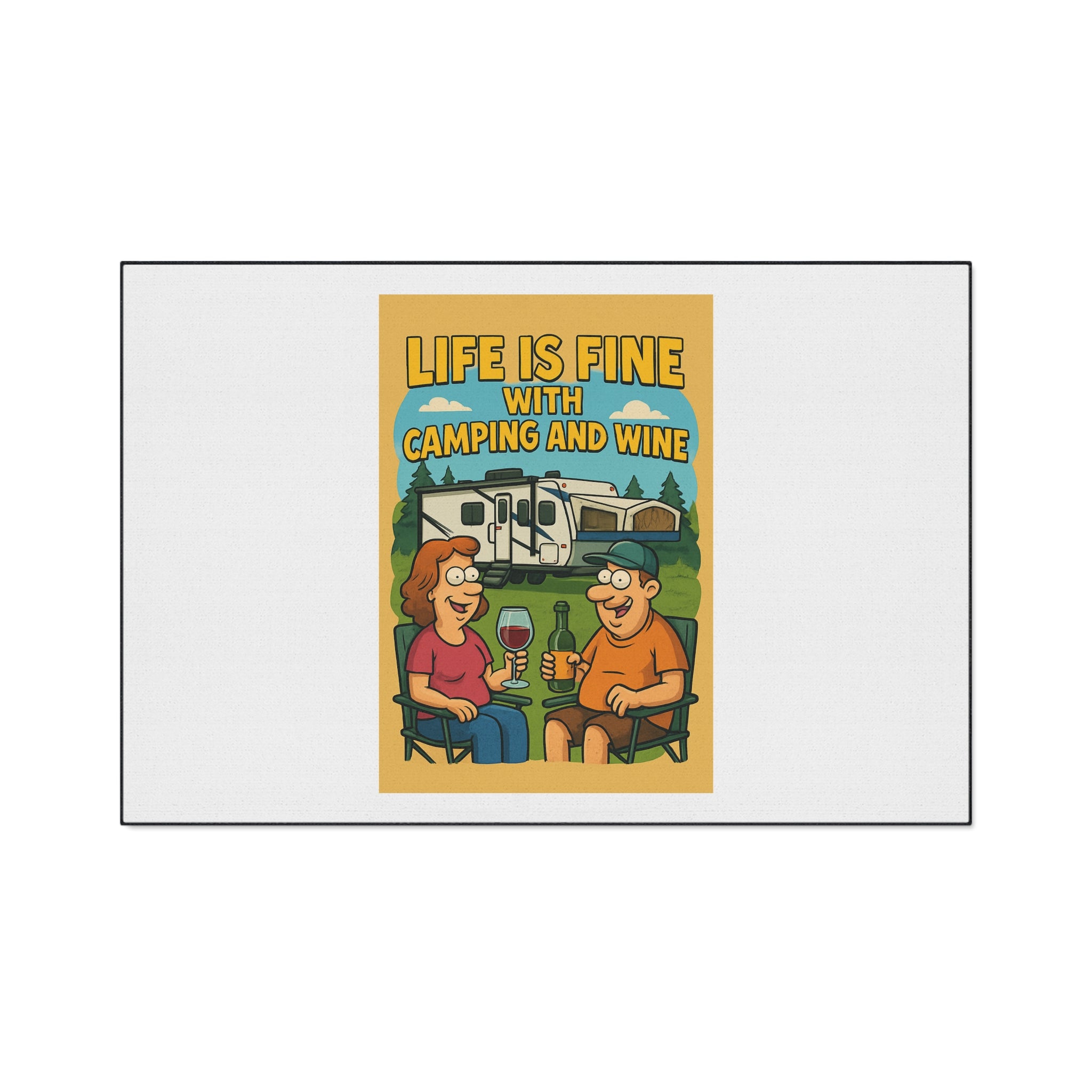 Campfire Vibes Floor Mat - Perfect for Outdoor Gatherings, RV Adventures, Gift for Camping Enthusiasts, Wine Lovers, Patio Decor