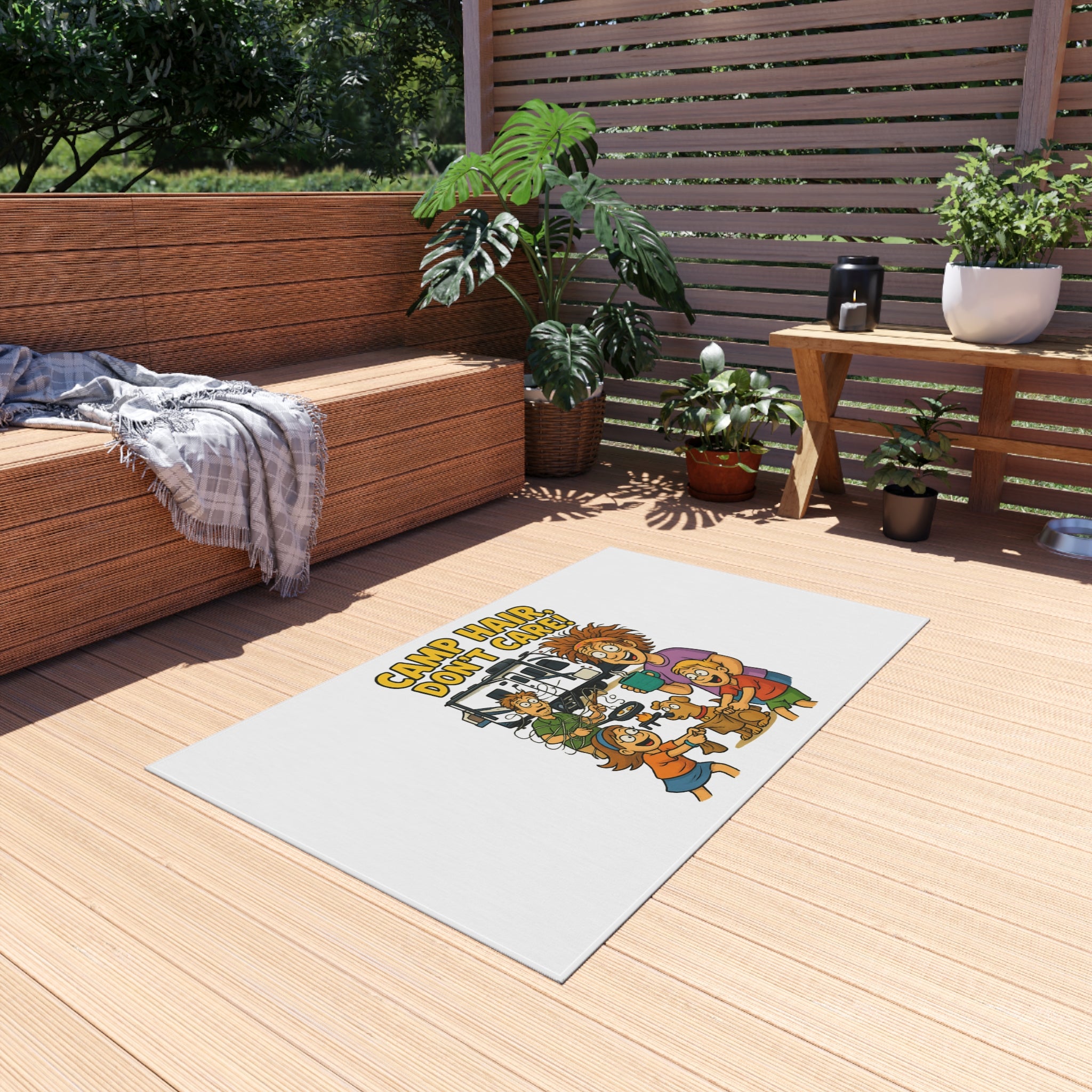 Camp-Themed Outdoor Rug - Perfect for Camping, RV Trips, Beach Days, Front Porch Decor, and Family Gatherings