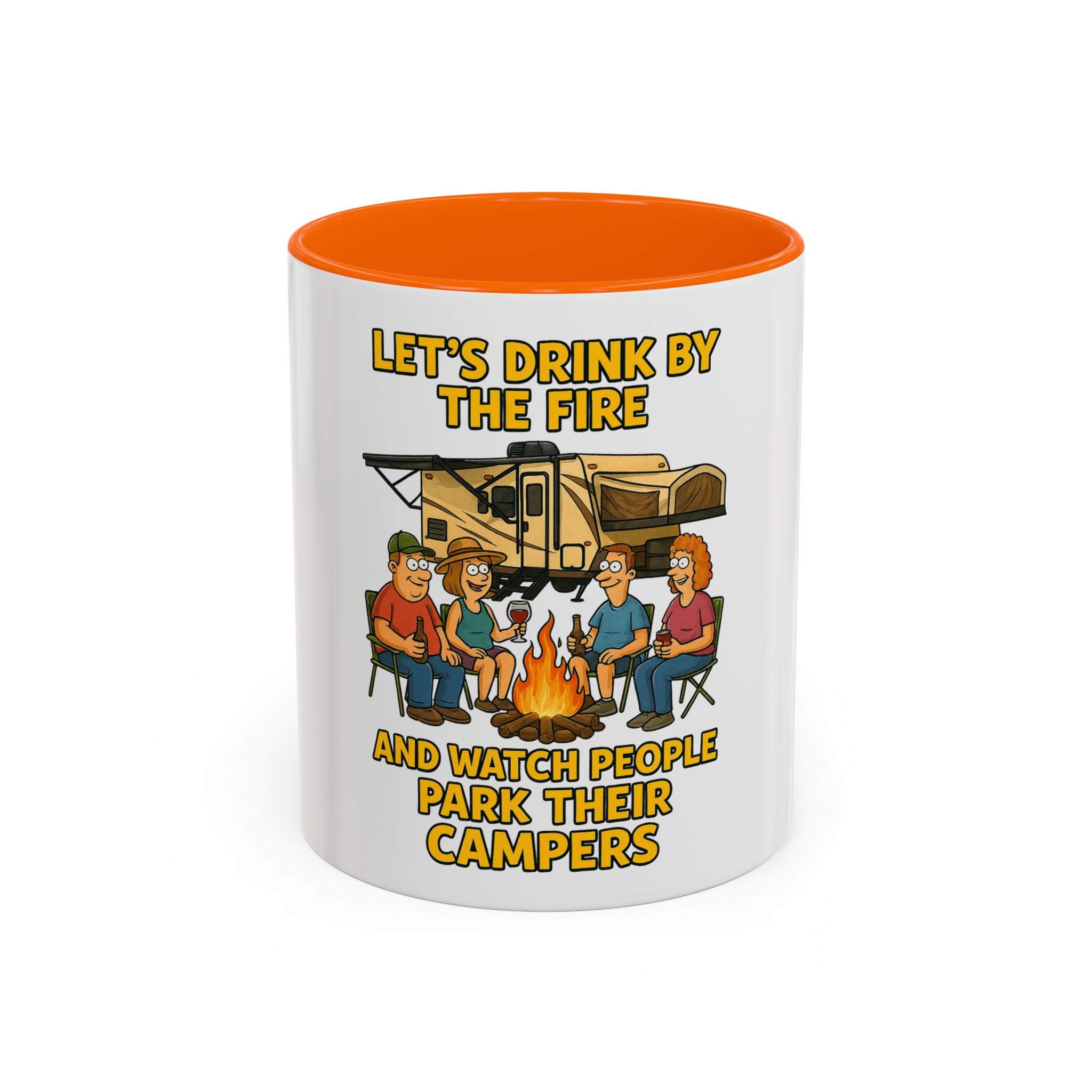 Campfire Accent Coffee Mug, Camping Gift, Outdoor Adventure Mug, RV Lovers Coffee Cup, Relaxing by the Fire