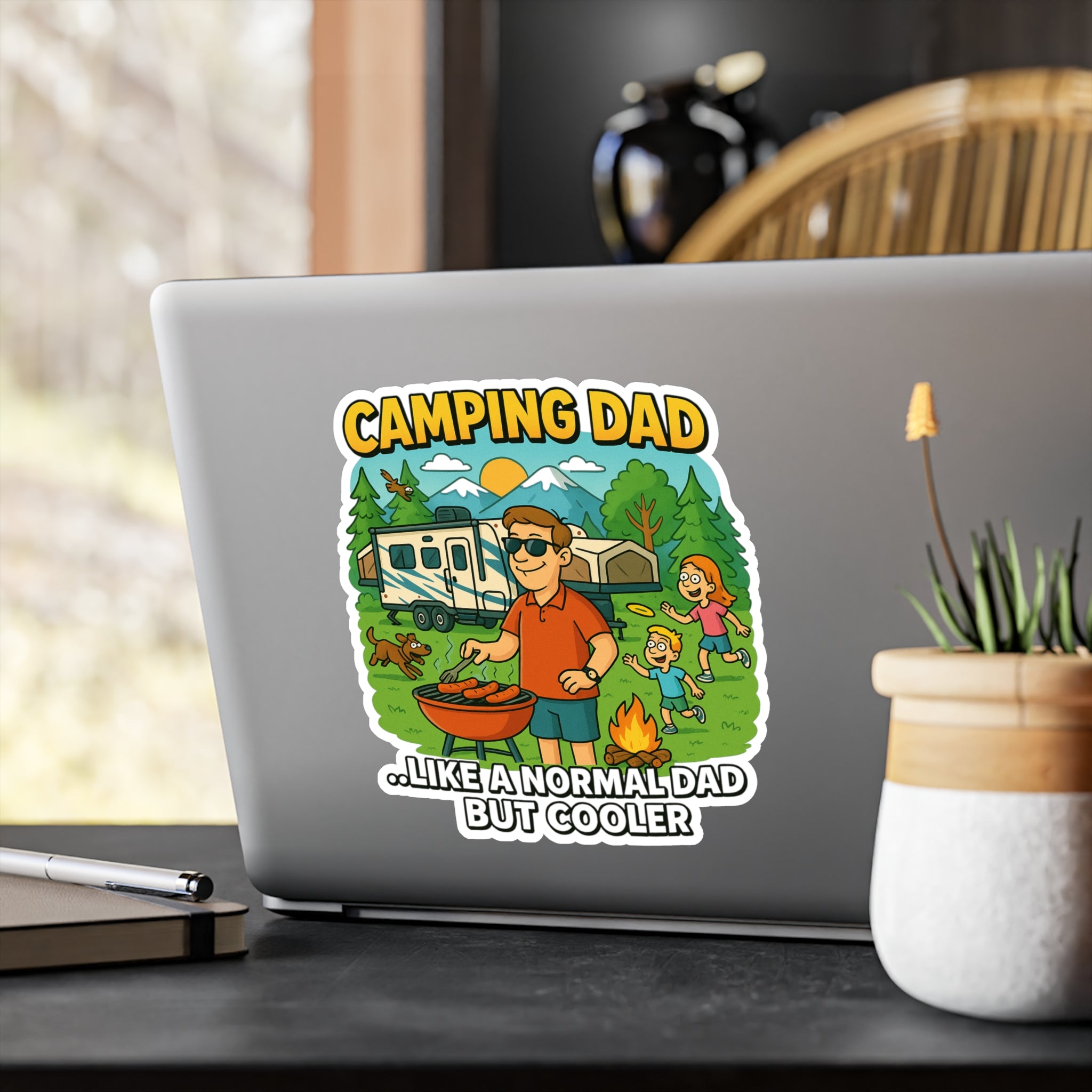 Cool Camping Dad Vinyl Decal - Perfect for Fathers Day and Outdoor Enthusiasts