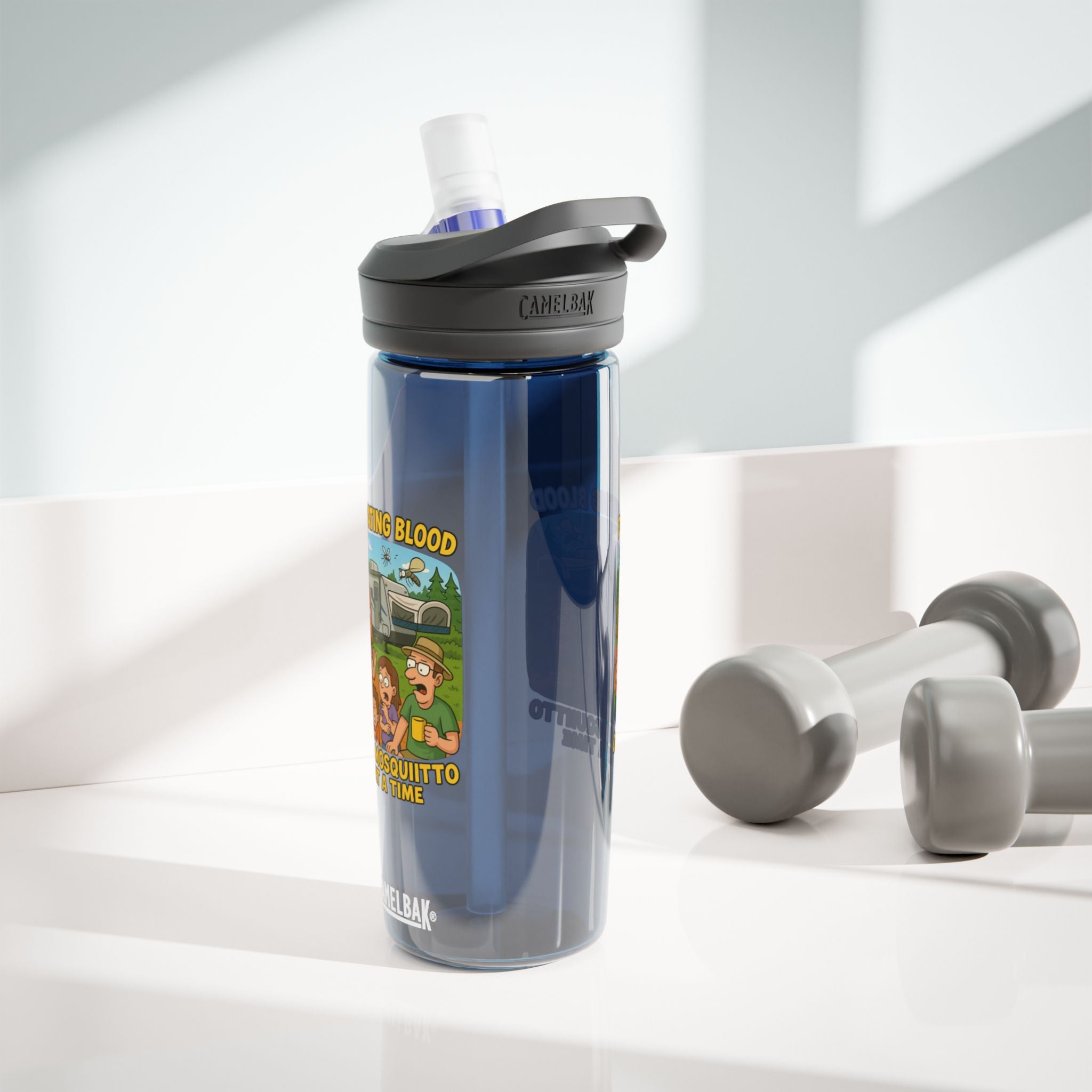 Fun Cartoon Water Bottle, Quirky Drinkware, Motivational Hydration, Eco-Friendly Gift, Ideal for Campers, Perfect for Summer, Donation Theme