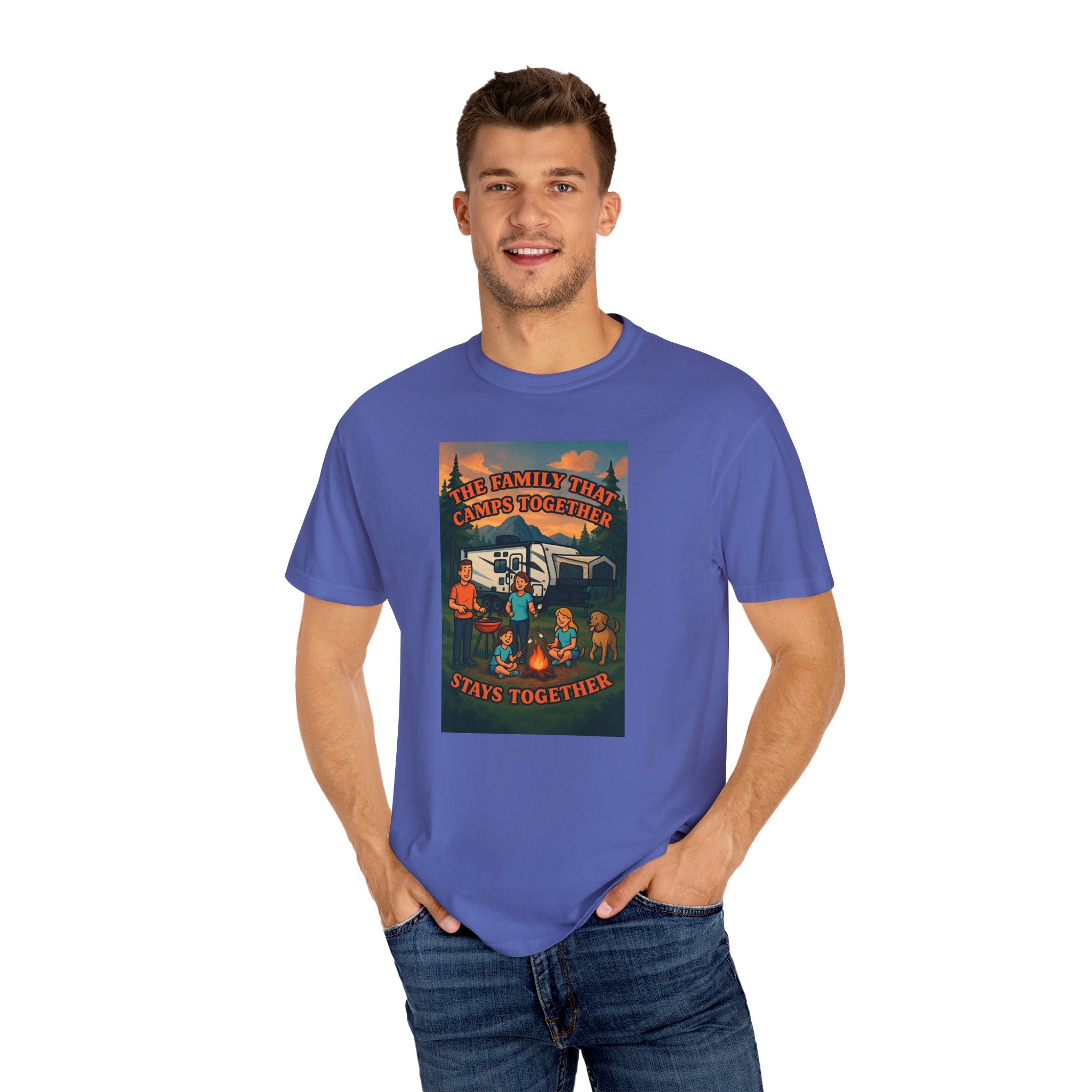 Family Camping T-shirt, Casual Outdoor Tee, Perfect for Family Gatherings, Summer Camp, Gift for Outdoor Lovers, Relaxed Fit Tee