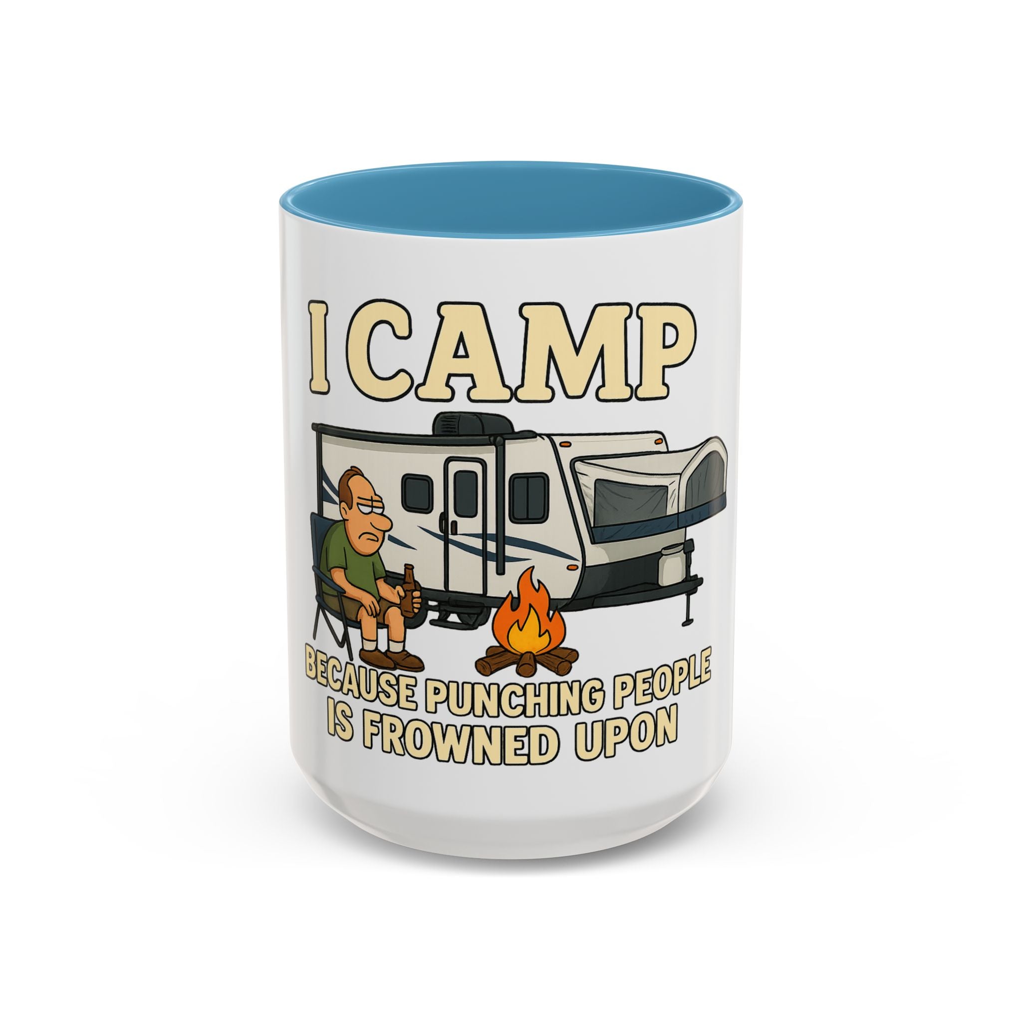 Camping Humor Coffee Mug - I Camp Because Punching People is Frowned Upon