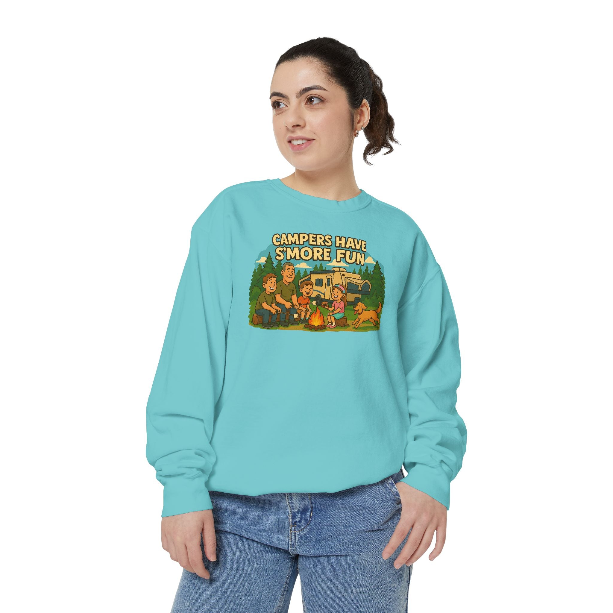 Camper Vibes Sweatshirt - Enjoy S'mores, Unisex Campfire Clothing, Perfect for Outdoor Adventures, Gift for Adventurers, Cozy Camping Attire