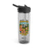 Fun Cartoon Water Bottle, Quirky Drinkware, Motivational Hydration, Eco-Friendly Gift, Ideal for Campers, Perfect for Summer, Donation Theme